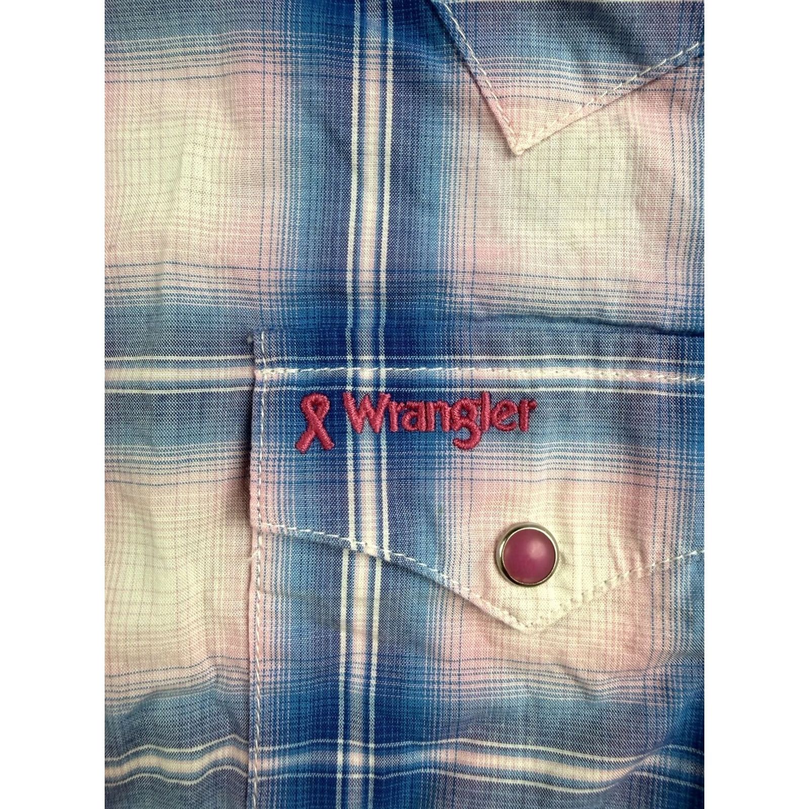 Wrangler Wrangler Shirt Womens Small Blue Pink Plaid Western Pearl Snap Rodeo Size S / US 4 / IT 40 - 6 Thumbnail