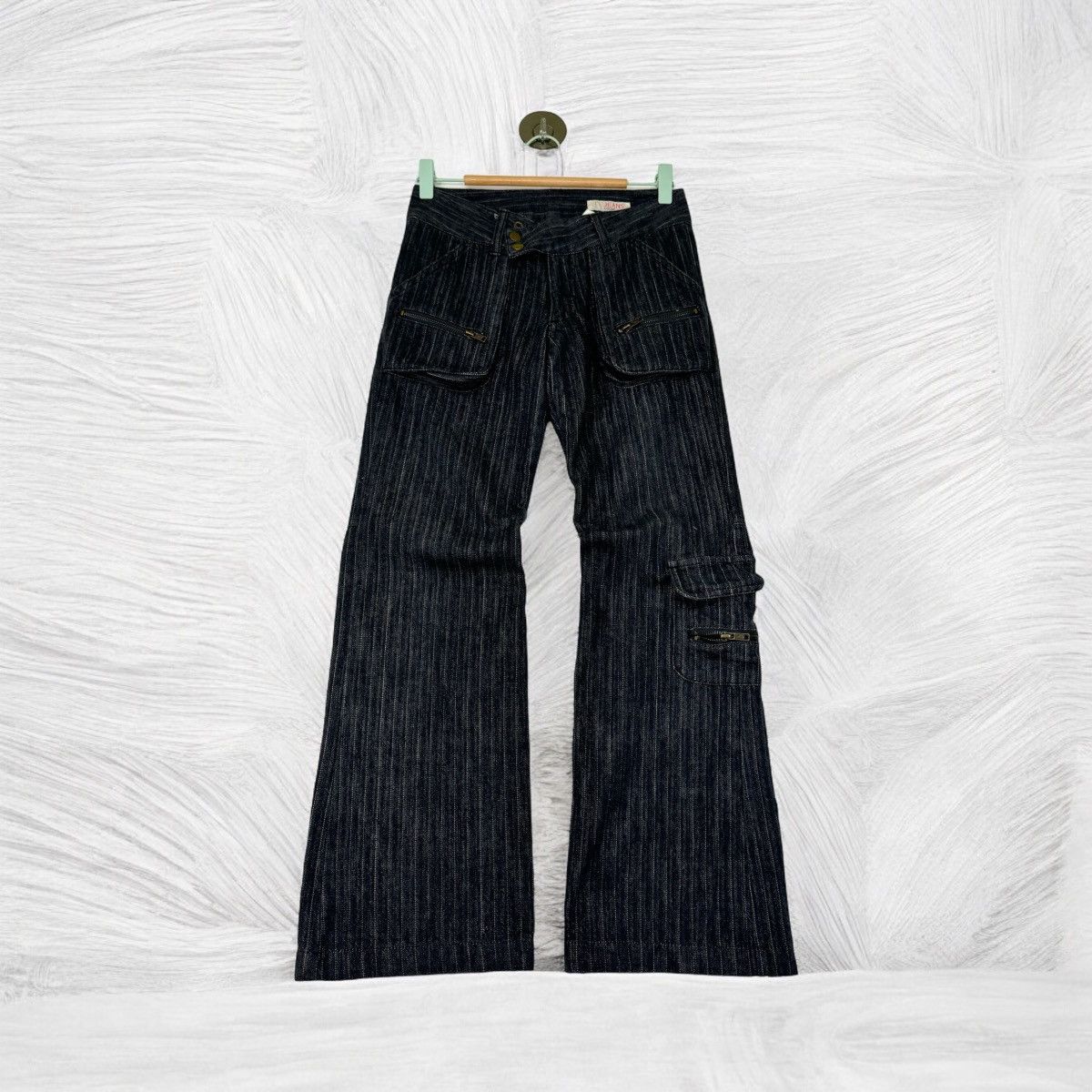 If Six Was Nine × Japanese Brand × Le Grande Bleu (L.G.B.) FLARE RU JEANS COLOR STRIPED MULTIPLE POCKET CARGO Size US 27 - 2 Thumbnail
