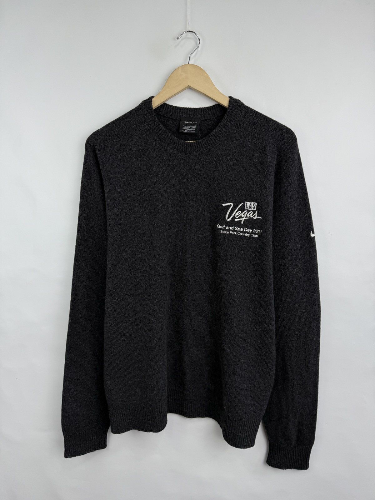 Nike × Tiger Woods 🇺🇸Vtg Nike Golf Las Vegas Wool Sweater Stoke Park Country Size US L / EU 52-54 / 3 - 3 Thumbnail