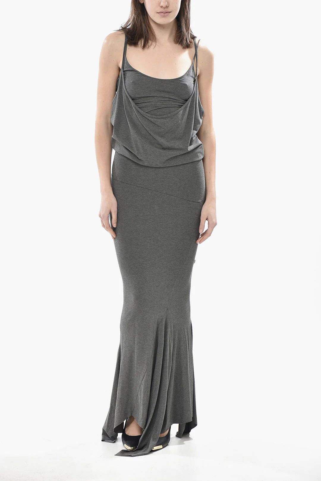 The Attico og1mm0426 Double-Layer Jersey Slip Dress in Grey Size XS / US 0-2 / IT 36-38 - 1 Thumbnail