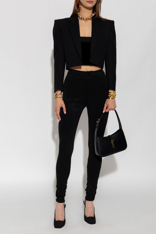 Saint Laurent Paris o1s1wg111124 Open Cropped Jacket in Wool Gabardine in Black Size M / US 6-8 / IT 42-44 - 3 Thumbnail