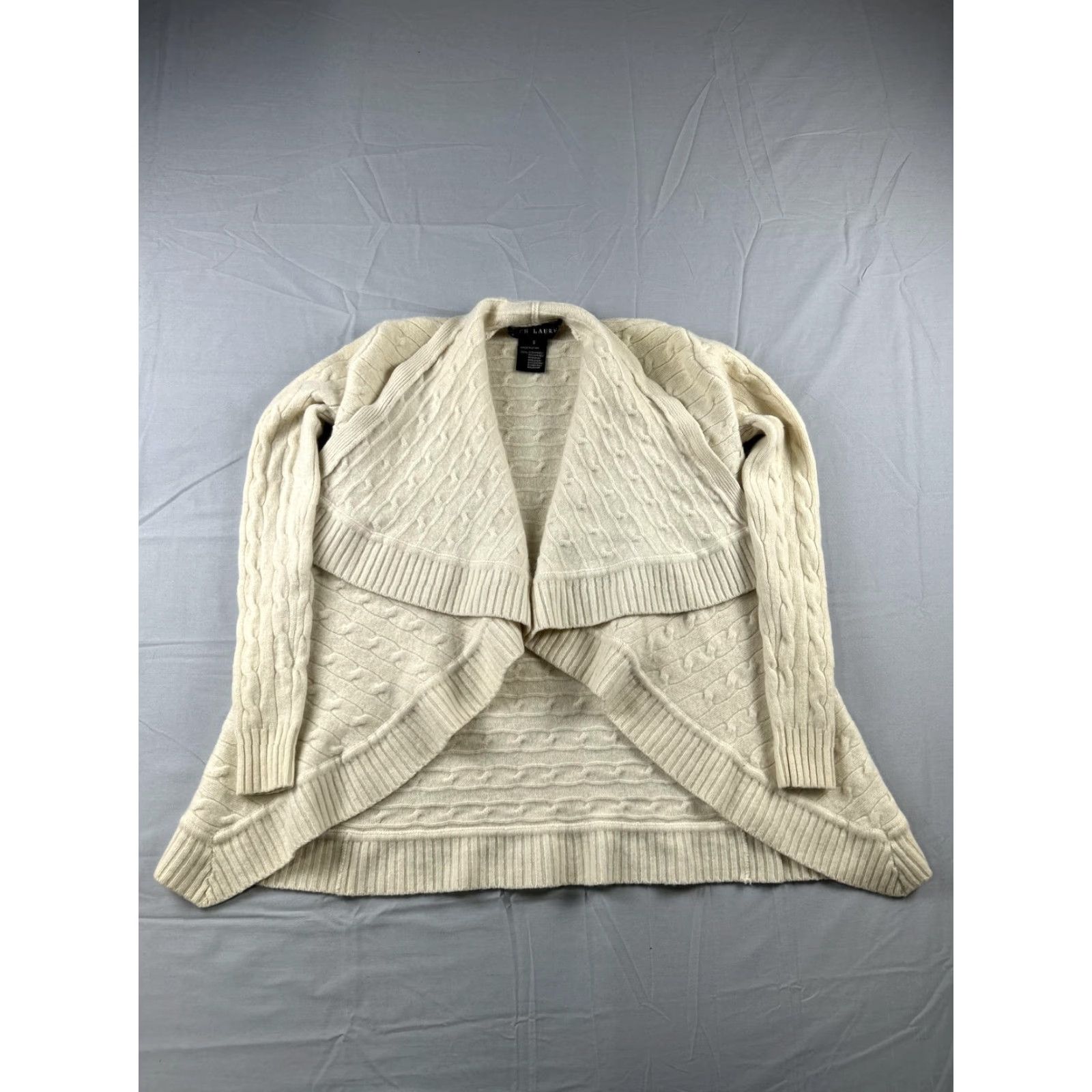 Ralph Lauren Ralph Lauren Sweater Cardigan Womens S Cashmere Open Black Label Cable Knit Size S / US 4 / IT 40 - 2 Thumbnail