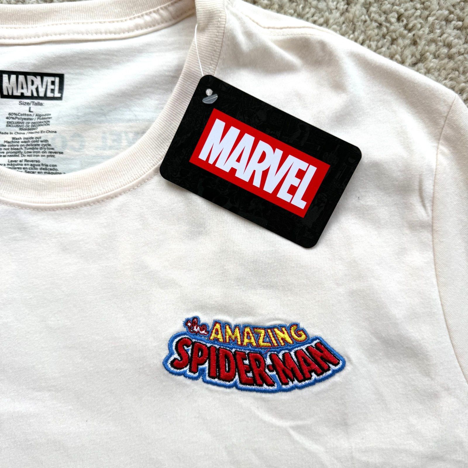 Marvel Comics Marvel Spider Man Comic Tee Large Cream Vintage Graphic Size US L / EU 52-54 / 3 - 4 Thumbnail