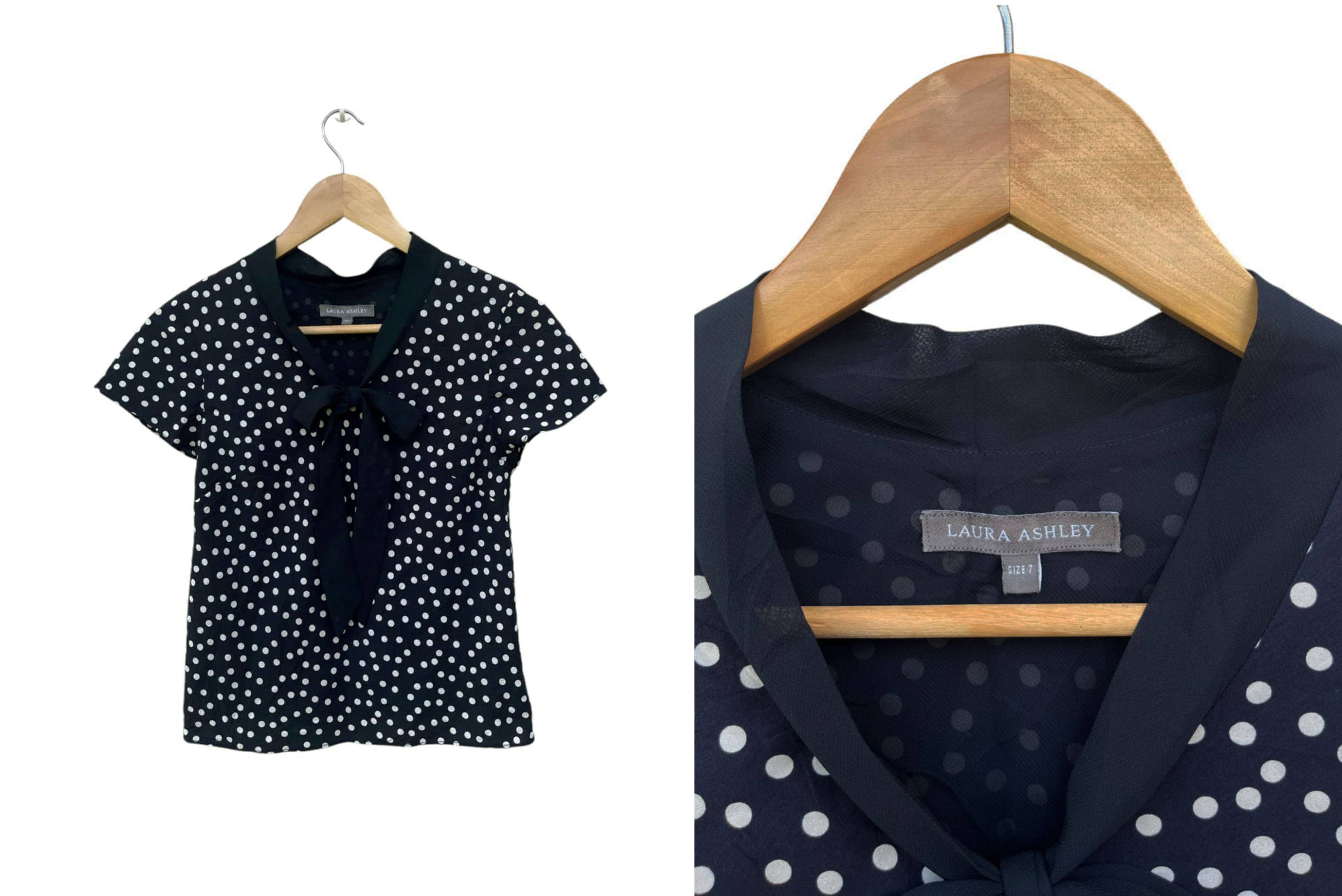 Laura Ashley LAURA ASHLEY pussy bow collar top, polka dot Ascot top Size M / US 6-8 / IT 42-44 - 5 Thumbnail