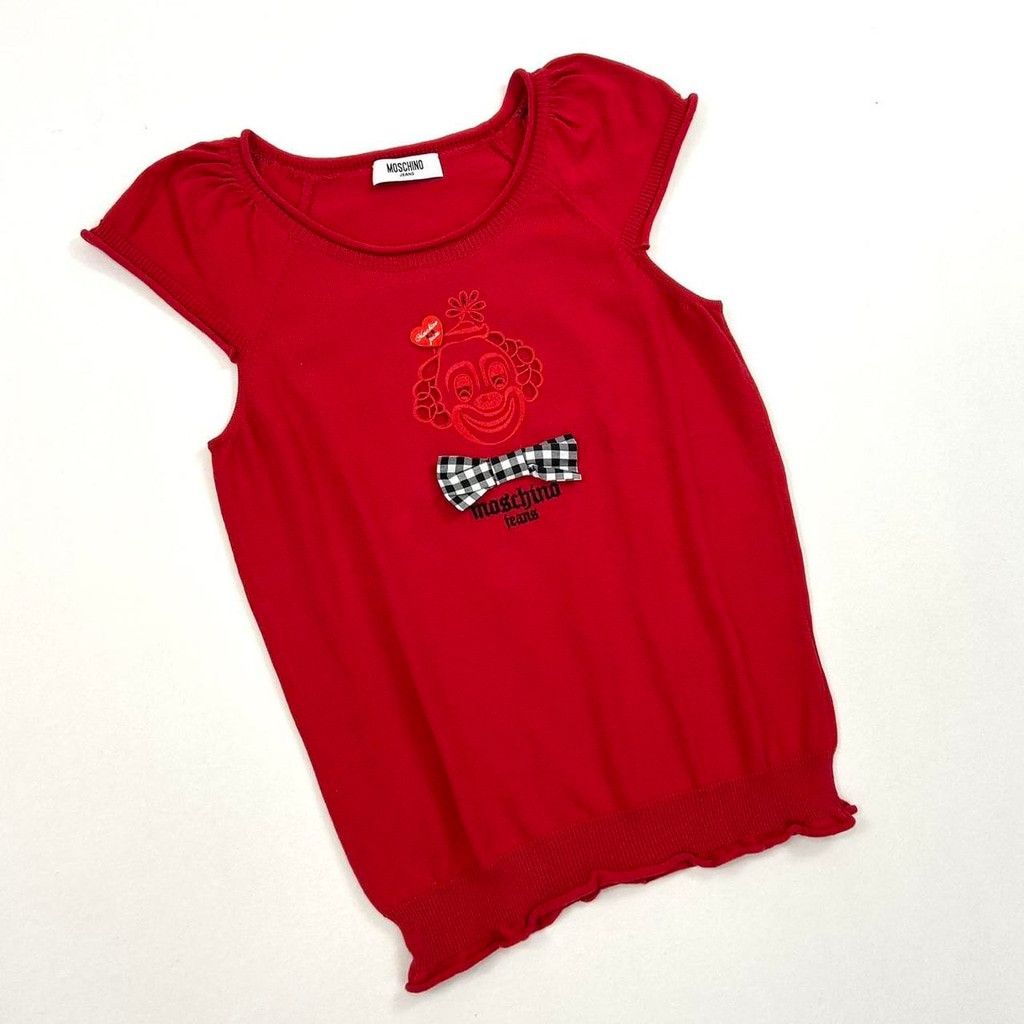 Moschino rare vintage Moschino red knit short sleeve clown top Size M / US 6-8 / IT 42-44 - 8 Thumbnail