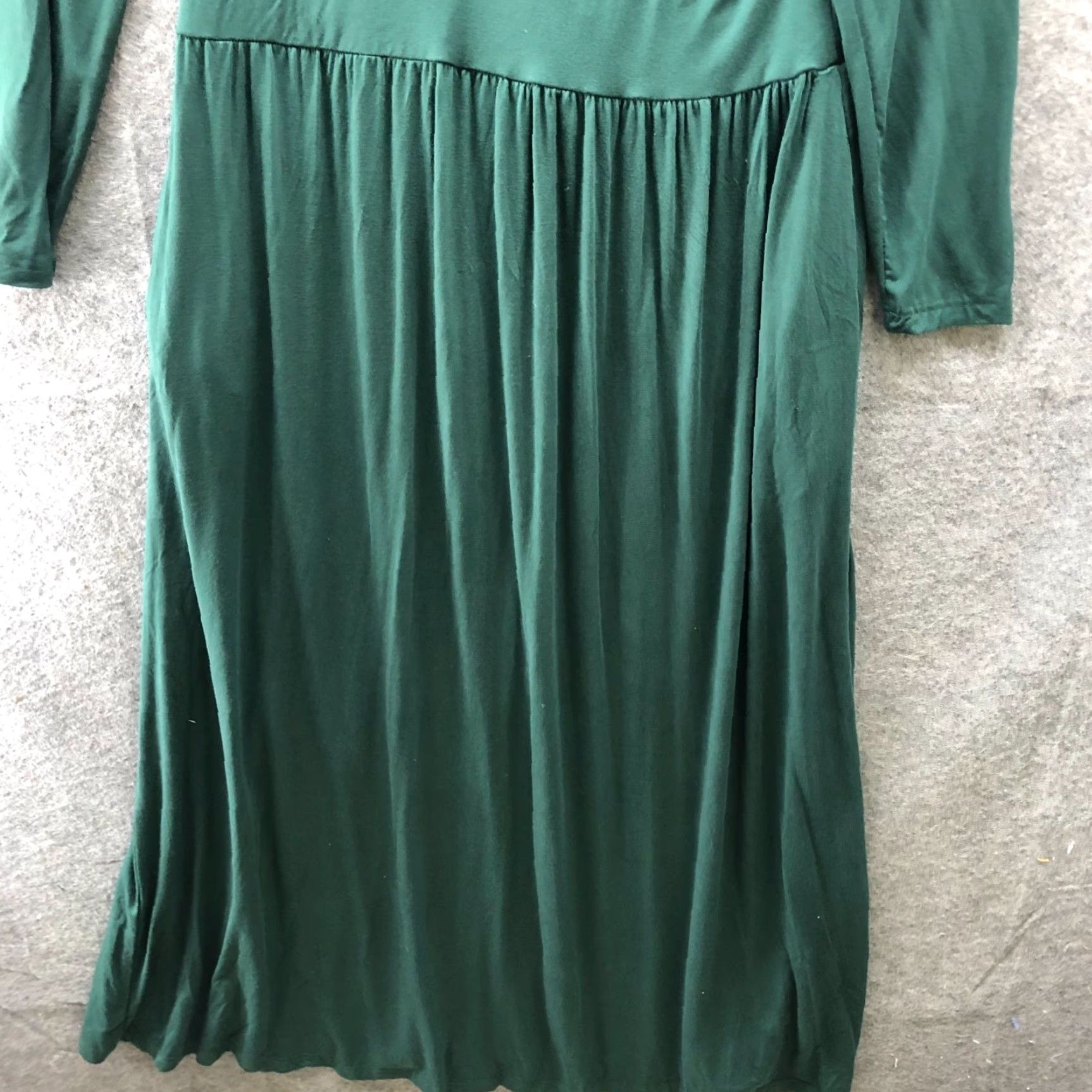 Vintage Zesica Dress Womens L Forest Green Jersey Knit Maxi A-Line Long Sleeve Pullover Crew Neck Pockets Ruffle Holiday Casual Winter Spring Fall Size L / US 10 / IT 46 - 5 Thumbnail