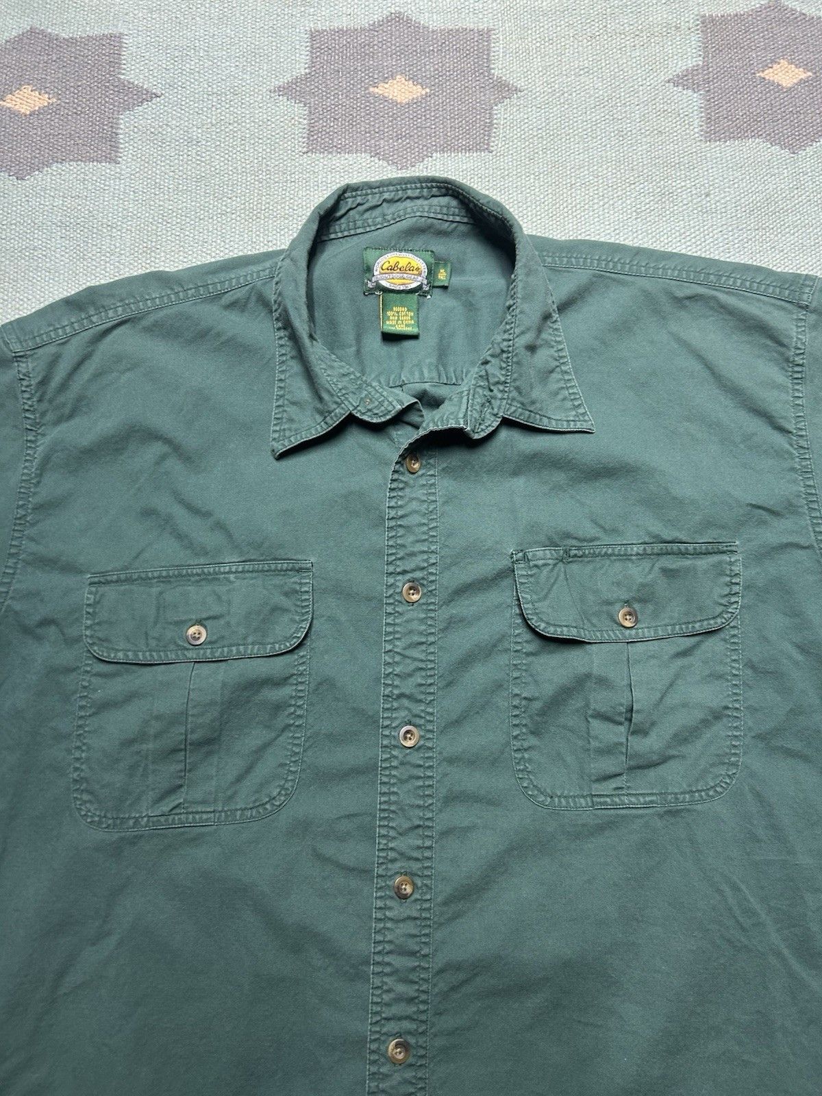 Vintage Cabelas button shirt lightweight cotton forest green XL tall Size US XL / EU 56 / 4 - 2 Thumbnail