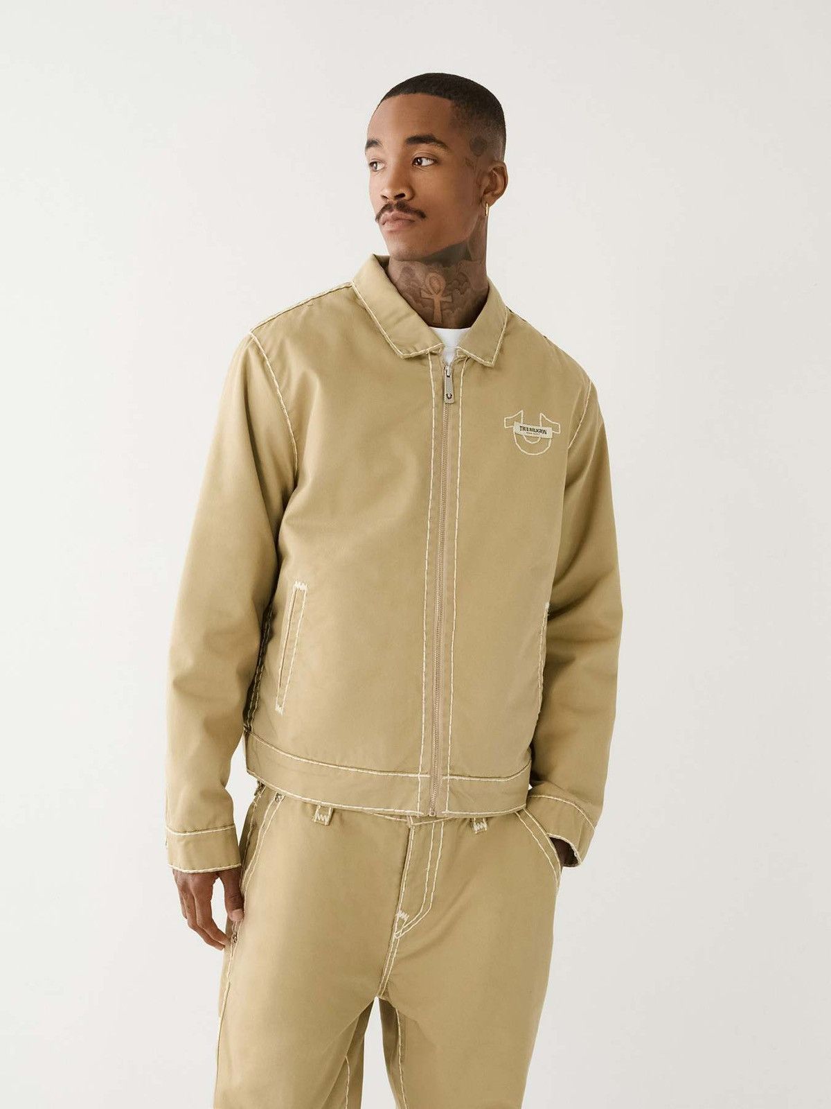 True Religion True Religion Super T Twill Bomber Jacket Khaki Size L Size US L / EU 52-54 / 3 - 9 Thumbnail