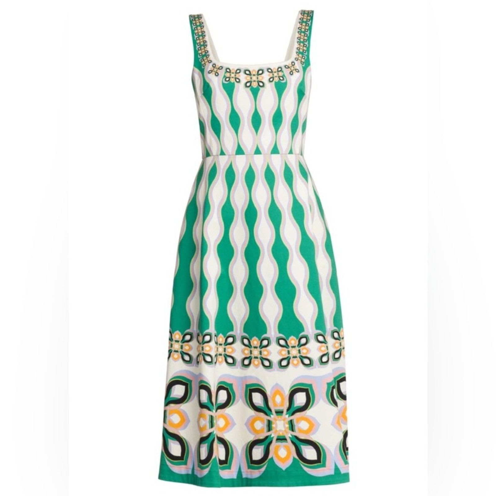 image of La Doublej Double J Sophie Stretch Cotton XL Scoop Neck Crew Neck Dress in Green, Women's