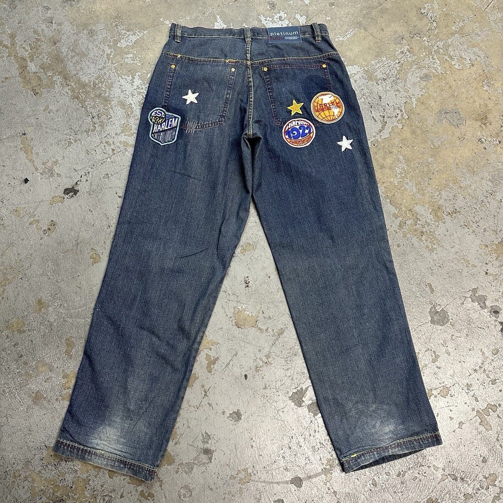 Fubu × JNCO × Southpole Vintage Y2K Fubu Harlem Globetrotters Baggy Denim Jeans Size US 34 / EU 50 - 4 Thumbnail