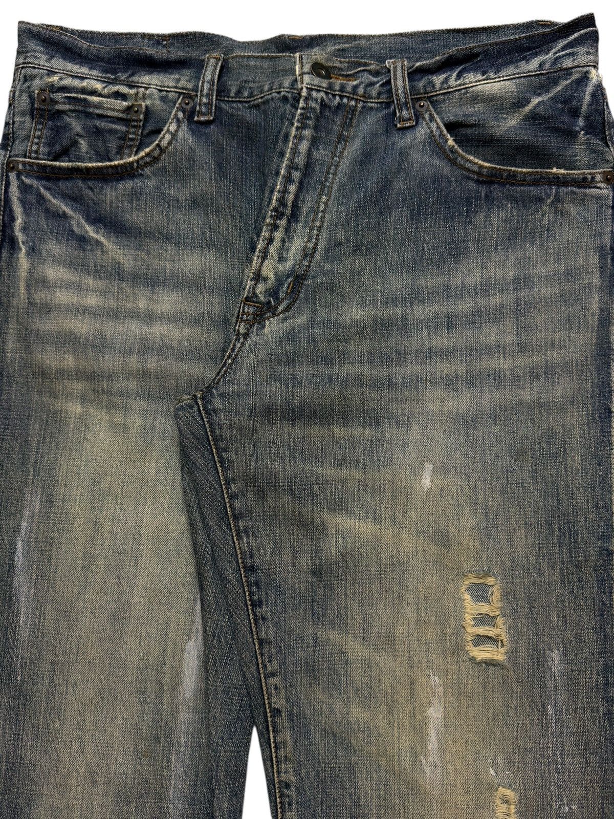 14th Addiction Vintage Y2K Japanese Brand Blue Mud Wash Whiskers Wide Leg Size US 34 / EU 50 - 4 Thumbnail