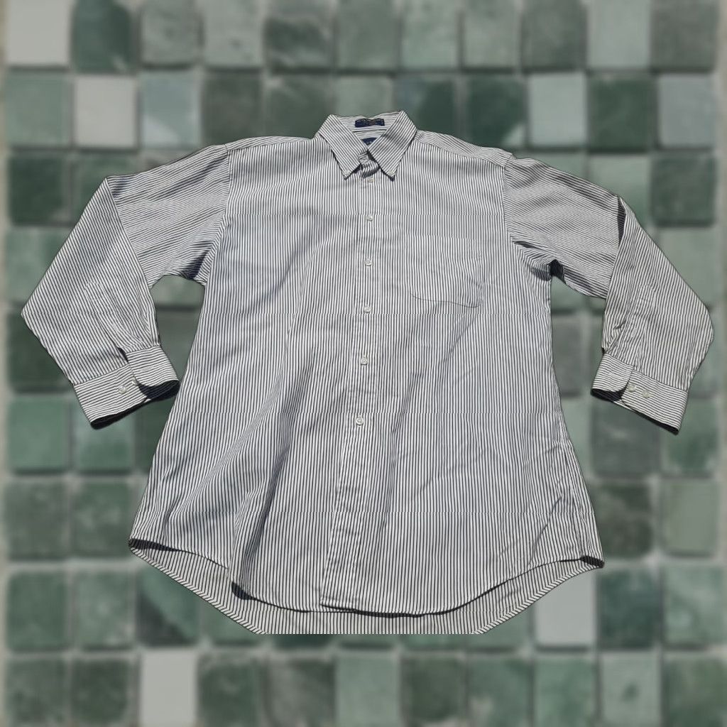 Club Room Club Room Mens White Striped Long Sleeve Button Down Shirt 16 32/33 Cotton Size US L / EU 52-54 / 3 - 1 Thumbnail