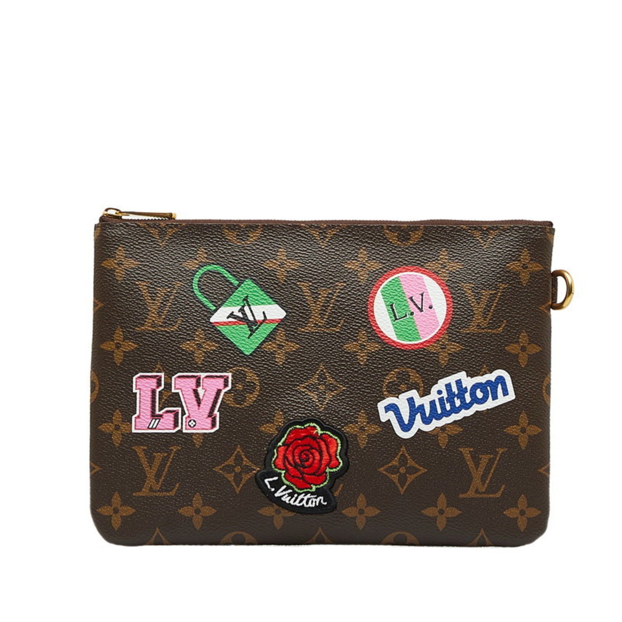 Louis Vuitton Louis Vuitton Monogram City Pouch Patches Collection M63447 Brown Multicolor PVC Men's LOUIS VUITTON Size ONE SIZE - 1 Thumbnail
