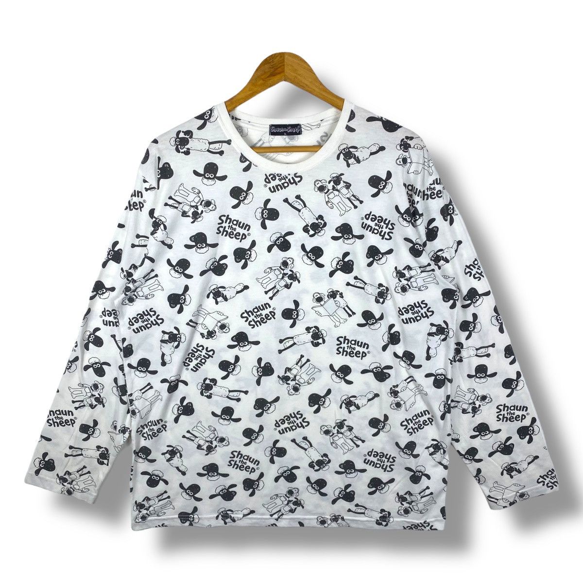 Cartoon Network SHAUN THE SHEEP Cartoon Fullprint Long Sleeve Tee Shirt Size L / US 10 / IT 46 - 1 Thumbnail