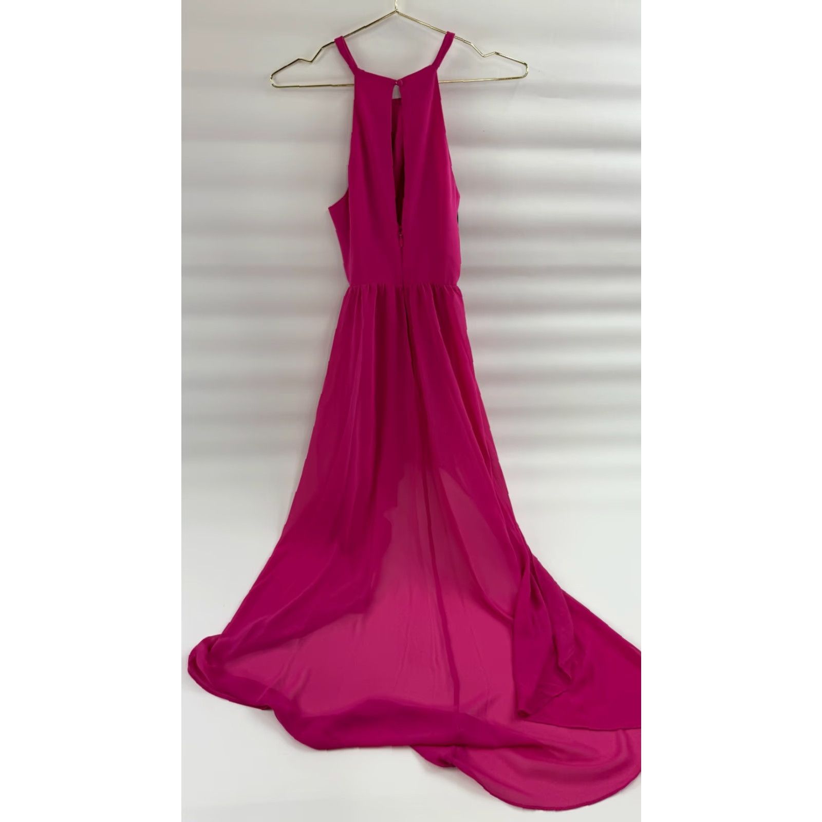 Bebe Bebe Dress Maxi Pink Halter Neck Sleeveless Back Zip Women's 0 Formal Chiffon High Low Solid Spring Summer Size XS / US 0-2 / IT 36-38 - 2 Thumbnail