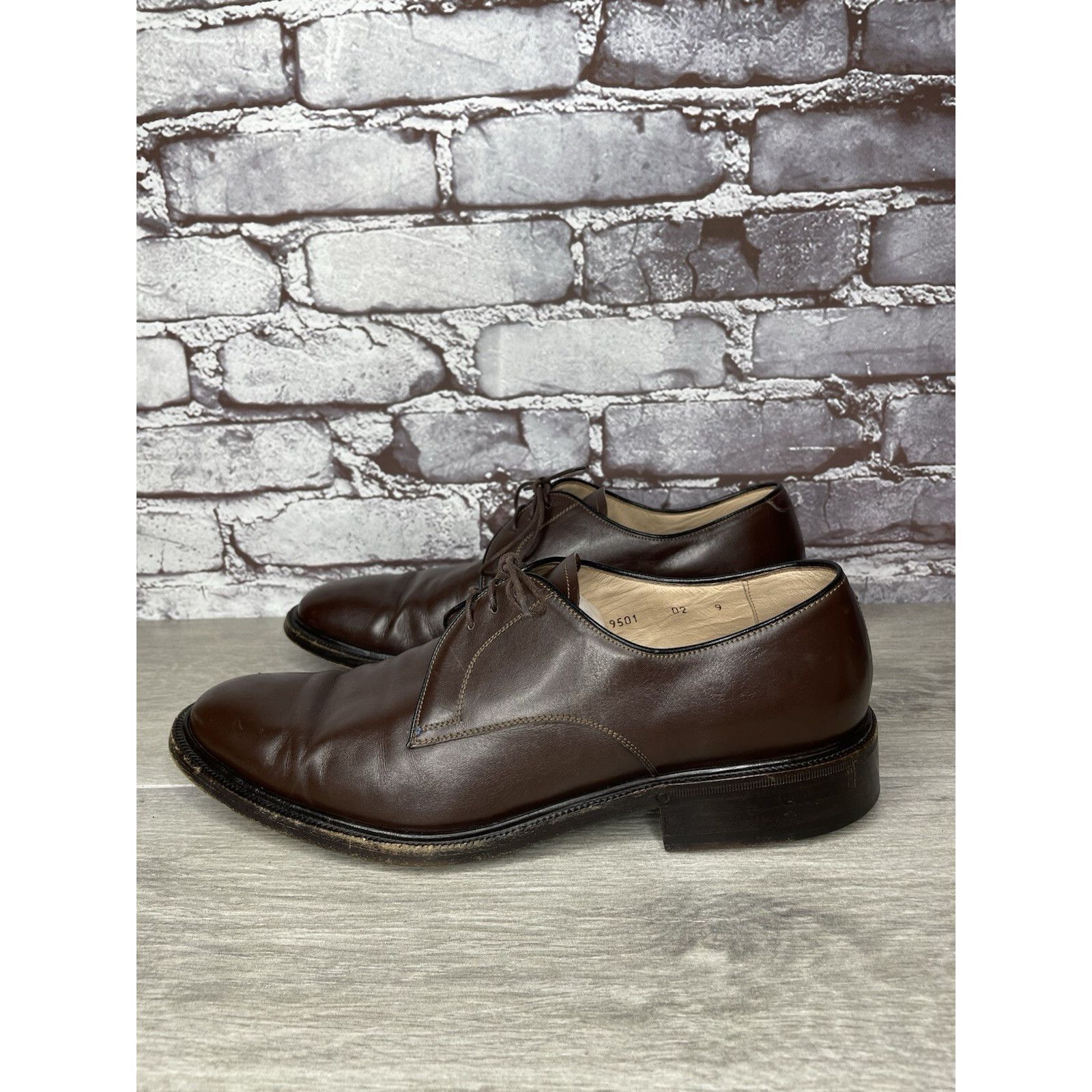 Endless Joy G.M. Endless 9502 Brown Leather Derby Oxfords Lace Up Dress Size US 9 / EU 42 - 22 Thumbnail