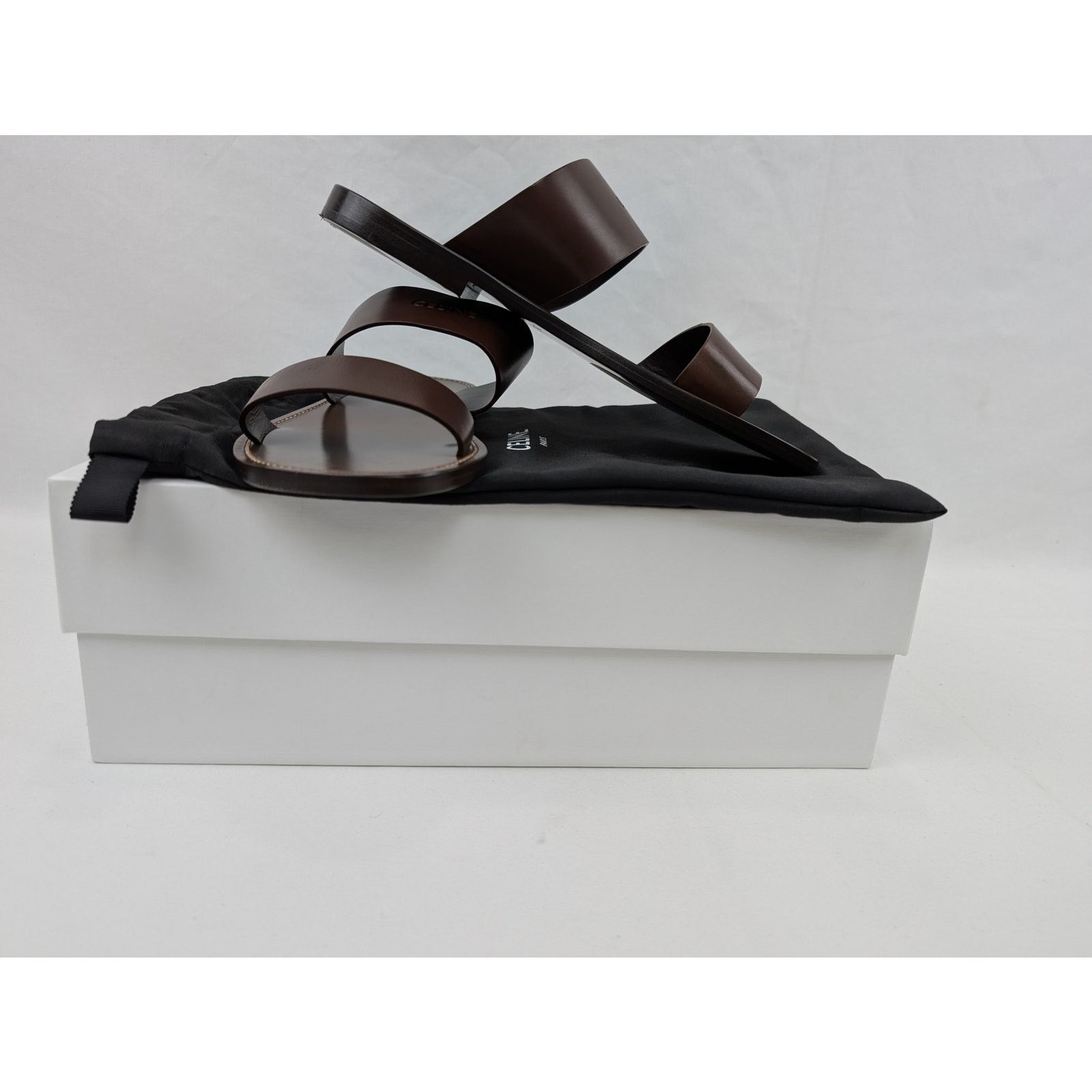 Celine o1rshd1 Calfskin-Vegetal Tanning Slides Slipper Dark Brown Size US 11 / EU 44 - 18 Thumbnail