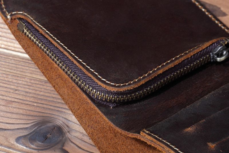 Japanese Brand × Leather × Vintage Men Leather Wallet with Zipper Coin Size ONE SIZE - 6 Thumbnail