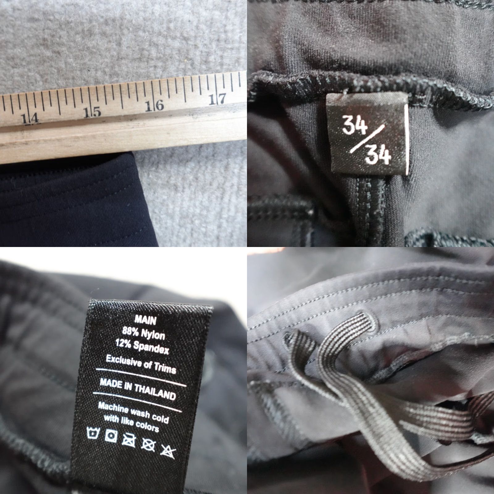 Vintage Public Rec Pants 34 x 31 Black Performance Stretch Drawstring Men Pants Black Stretch Chino 34 Regular Straight Inseam 31 Mens Size US 34 / EU 50 - 8 Thumbnail