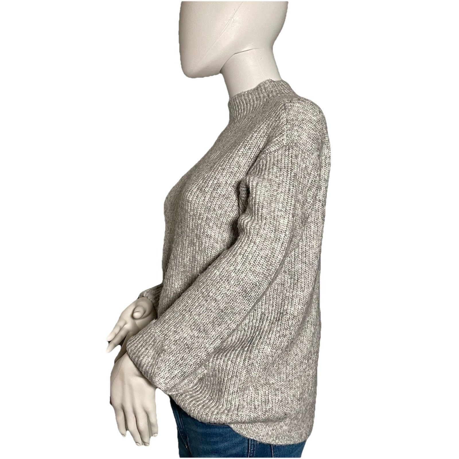 Ann Taylor Ann Taylor Petite Small Heather Gray Mock Turtleneck Sweater Size S / US 4 / IT 40 - 3 Thumbnail