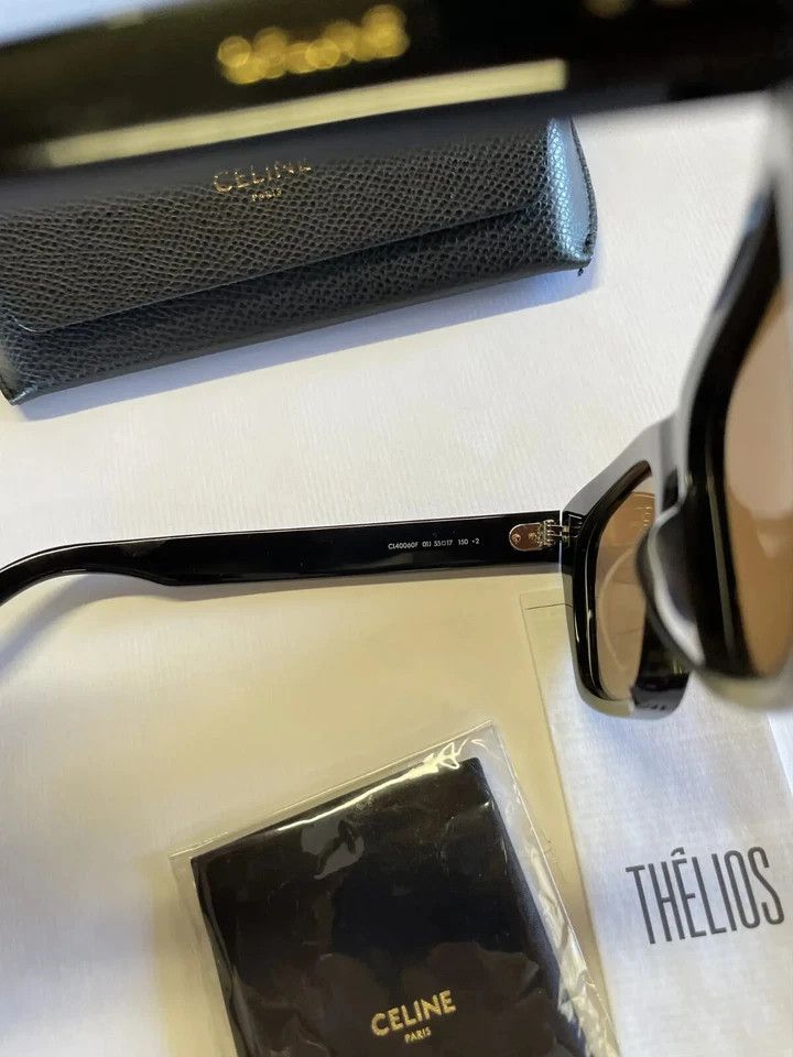 Celine Celine CL40060F 01J Square Sunglasses Black/Brown Lens Size ONE SIZE - 9 Thumbnail