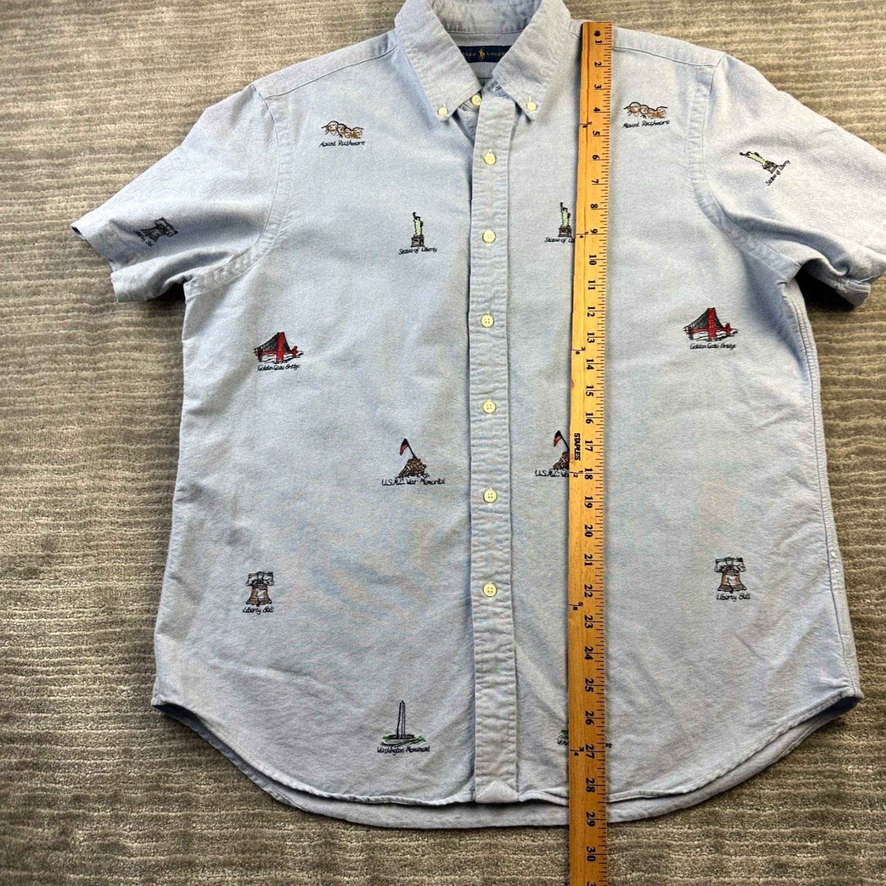 Polo Ralph Lauren Polo Ralph Lauren Shirt Mens Large Blue All Over Print Oxford USA Monuments Size US L / EU 52-54 / 3 - 8 Thumbnail