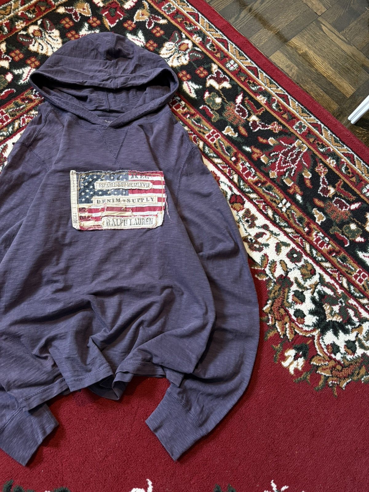 Polo Ralph Lauren Polo Ralph Lauren Denim & Supply Americana Flag Purple Hoodi Size US L / EU 52-54 / 3 - 4 Thumbnail