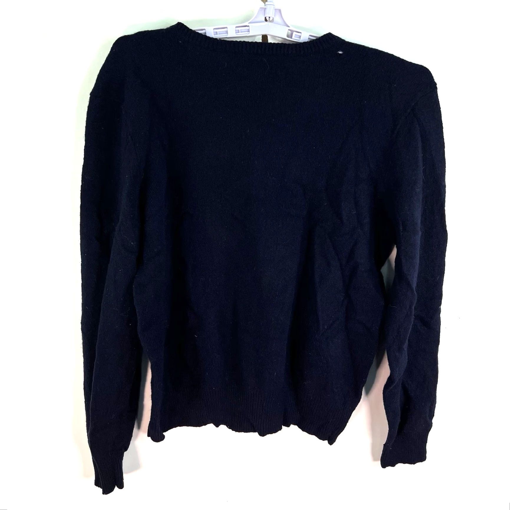 Polo Ralph Lauren VTG Ralph Lauren Polo Sweater Mens L Blue 100% Lambswool V-Neck Cable Knit Distressed Logo 90s Classic Size US L / EU 52-54 / 3 - 4 Thumbnail