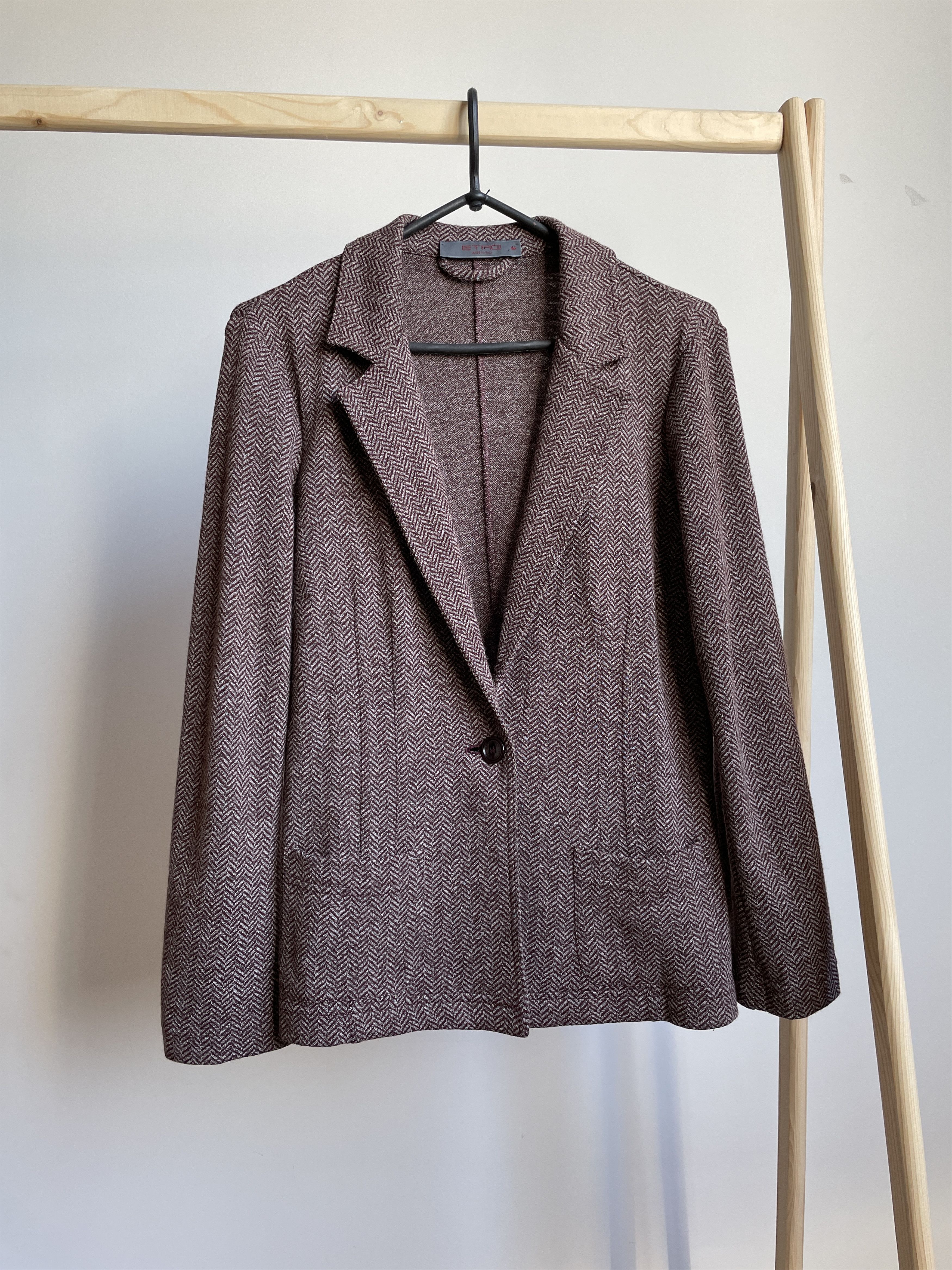 Etro Etro Wool Blend Unlined Herringbone Womens Blazer Size 46 Size L / US 10 / IT 46 - 1 Thumbnail