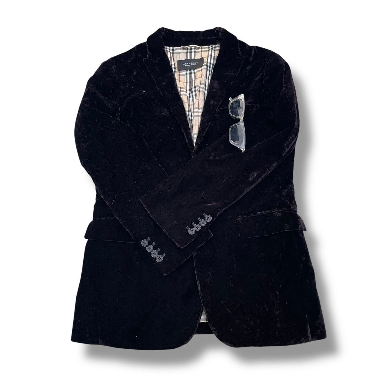 Burberry BURBERRY LINED NOVA CHECK VELVET BLAZER COAT JACKET Size US M / EU 48-50 / 2 - 3 Thumbnail