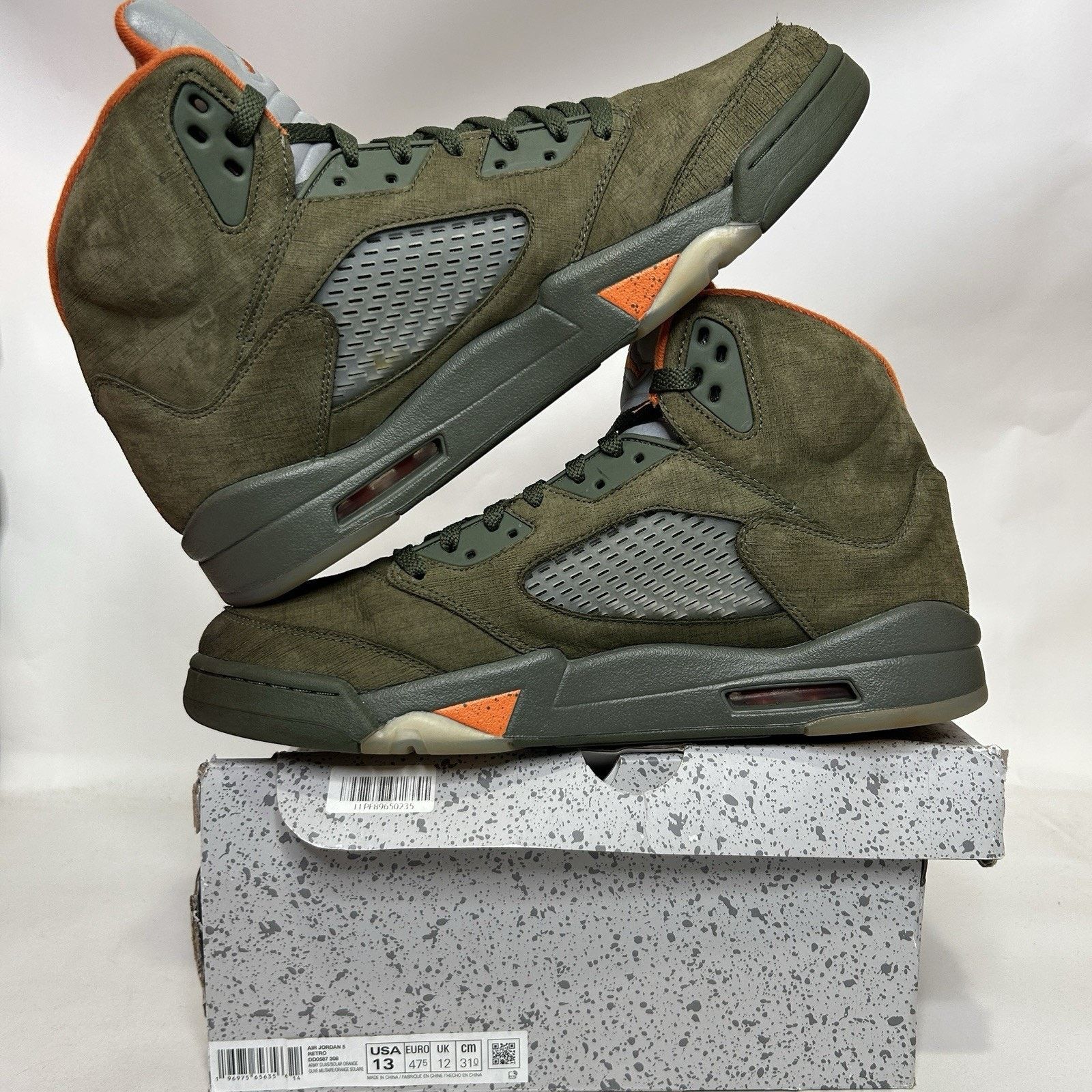 Jordan Brand Nike Air Jordan 5 Retro OG “Olive/Green Orange Grey” Size US 13 / EU 46 - 3 Thumbnail