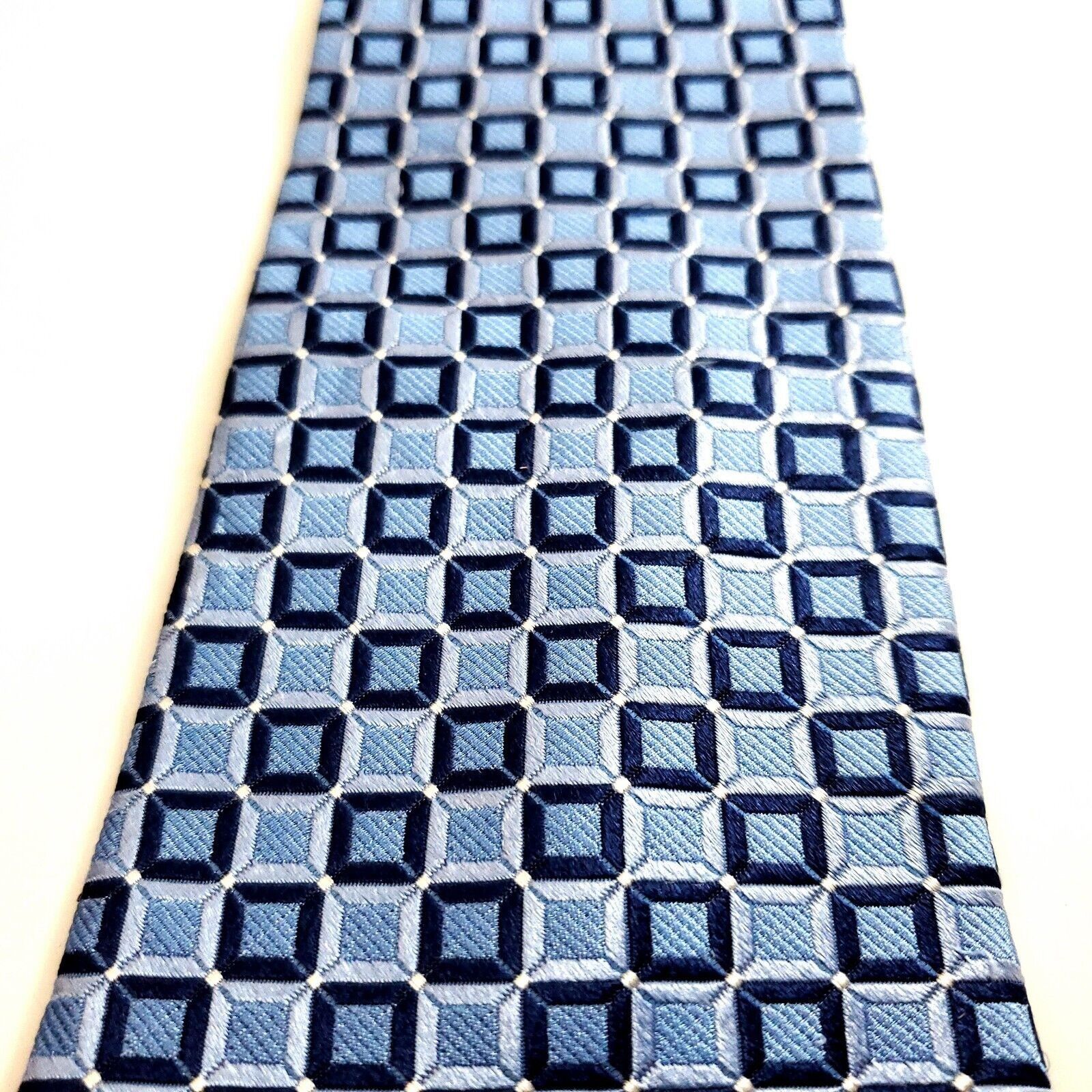 Nautica Nautica Blue Woven Geometric Silk Tie Size ONE SIZE - 2 Thumbnail