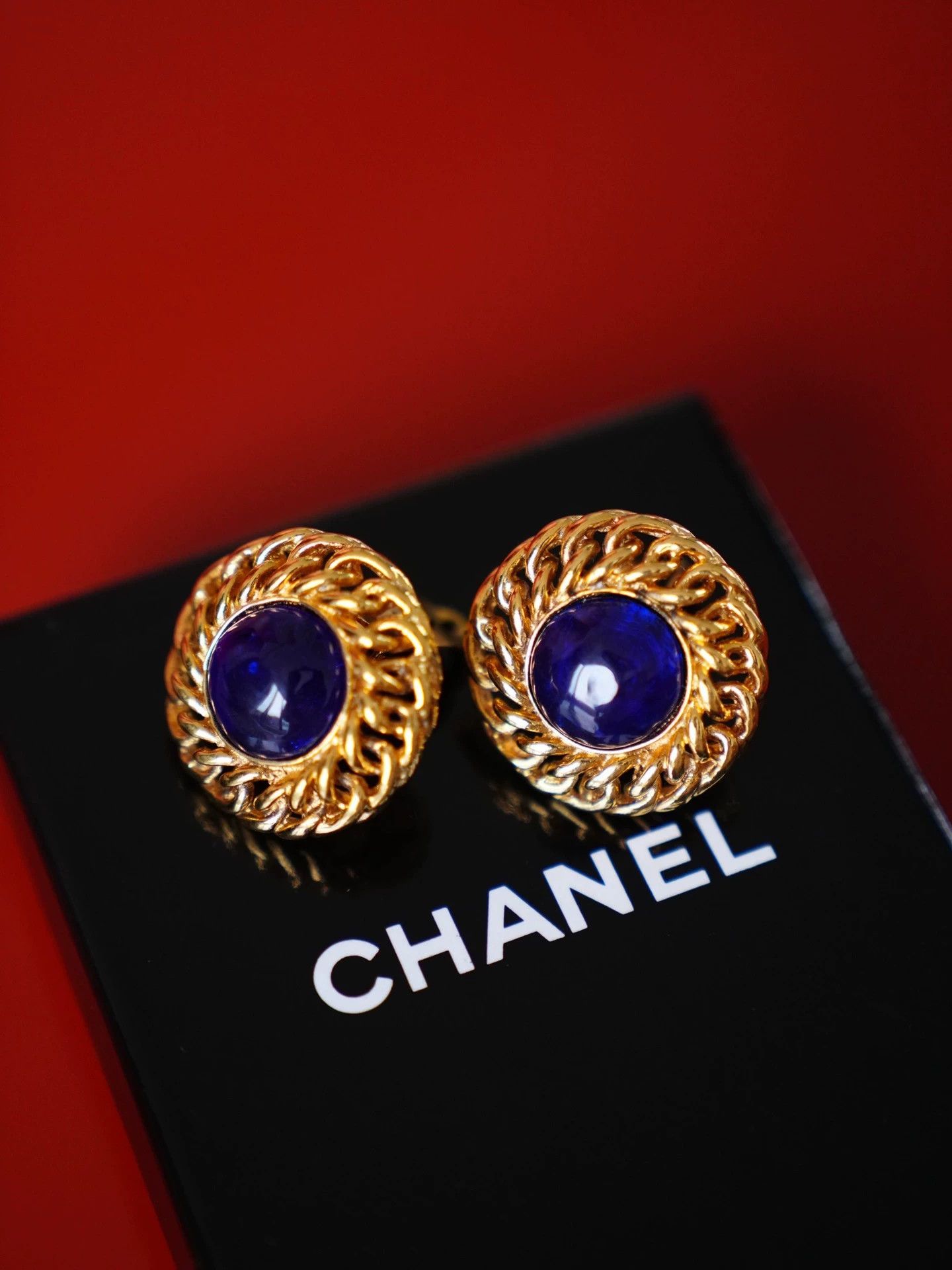 Chanel Chanel Vtg Sapphire Blue Glass Beaded Earrings Size ONE SIZE - 5 Thumbnail