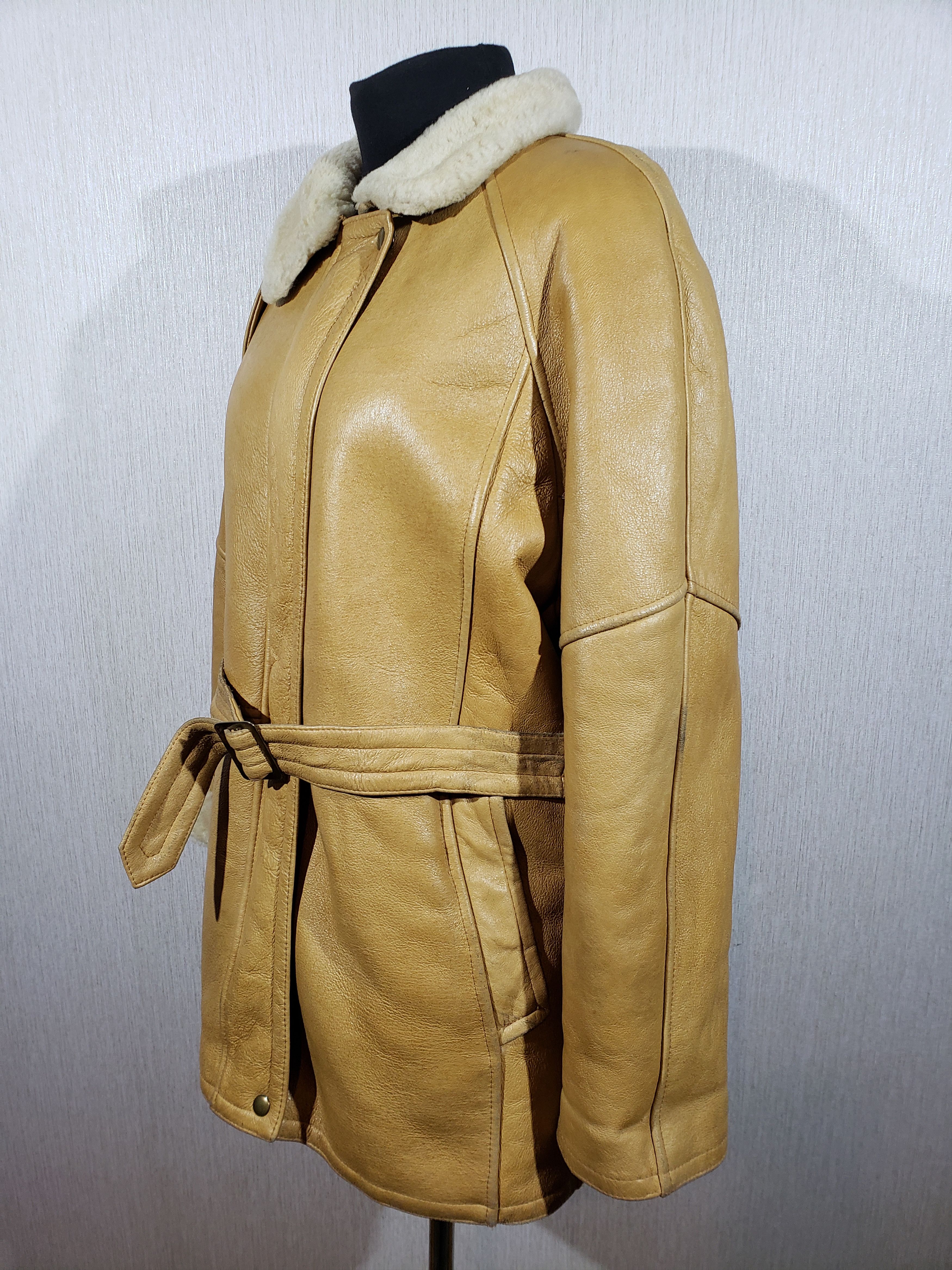 Other Stylish brown sheepskin coat with zipper and belt. Size XXL / US 16-18 / IT 52-54 - 2 Thumbnail
