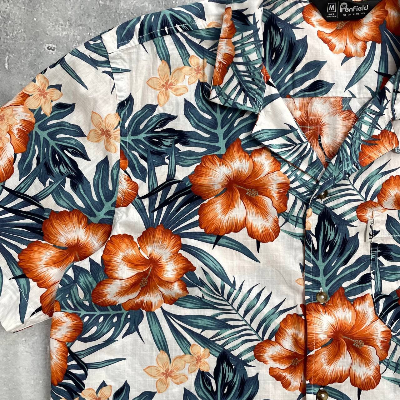 Penfield Penfield Hawaiian Short Sleeve Shirt White/ Orange/ Green M Size US M / EU 48-50 / 2 - 5 Thumbnail