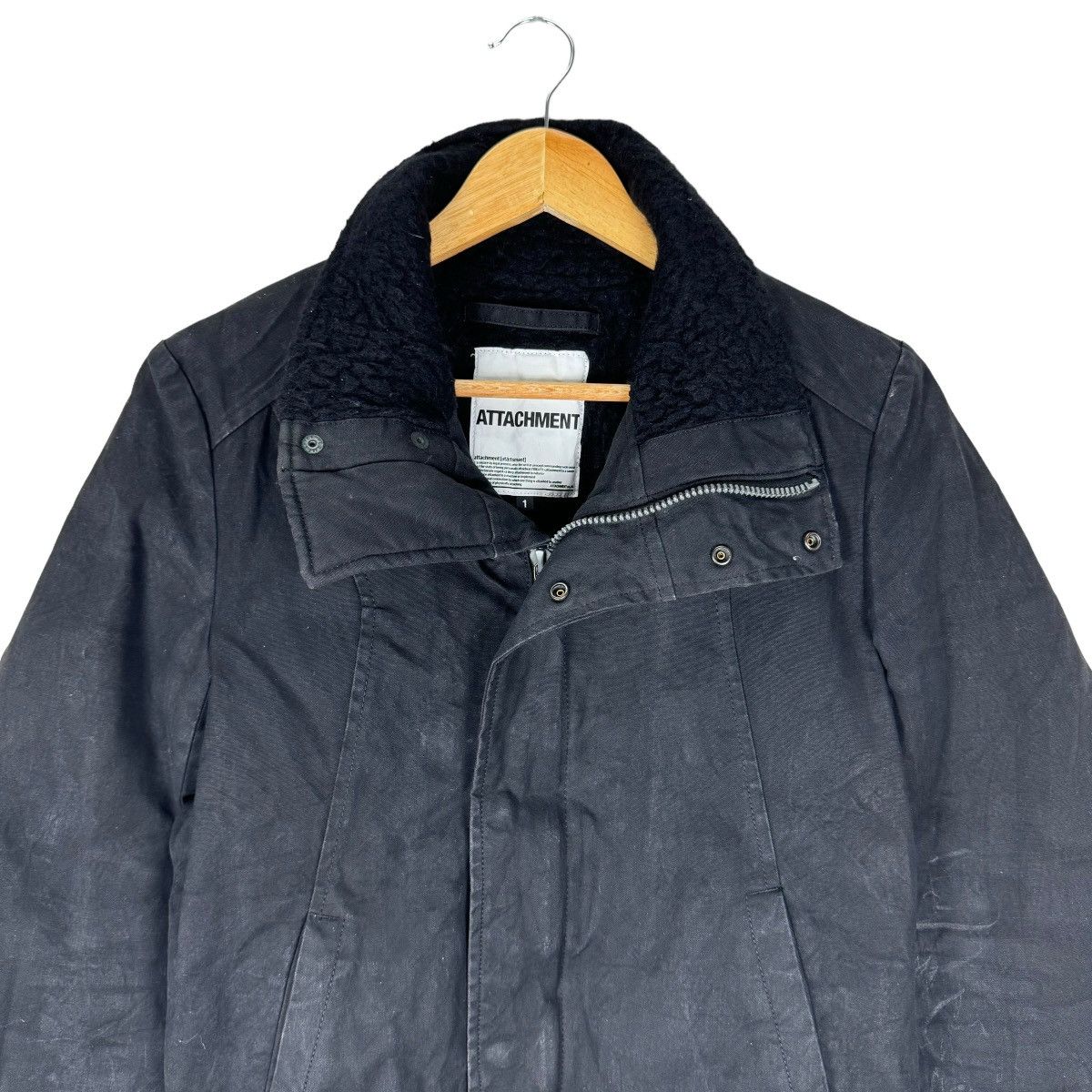 Kazuyuki Kumagai Attachment 🔥ATTACHMENT BLACK WAX BIKERS ZIPPER JACKET Size US S / EU 44-46 / 1 - 5 Thumbnail