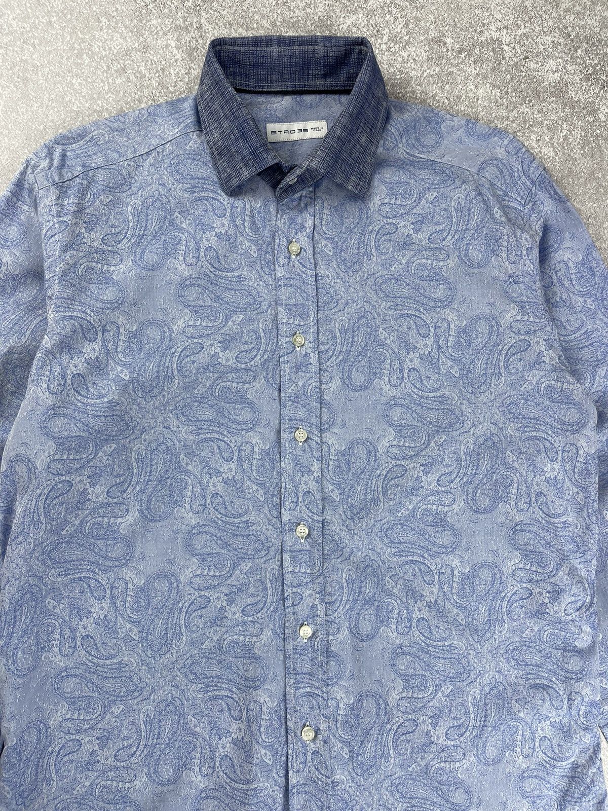 Etro Etro Printed Long Sleeve Shirt Blue Size US S / EU 44-46 / 1 - 5 Thumbnail