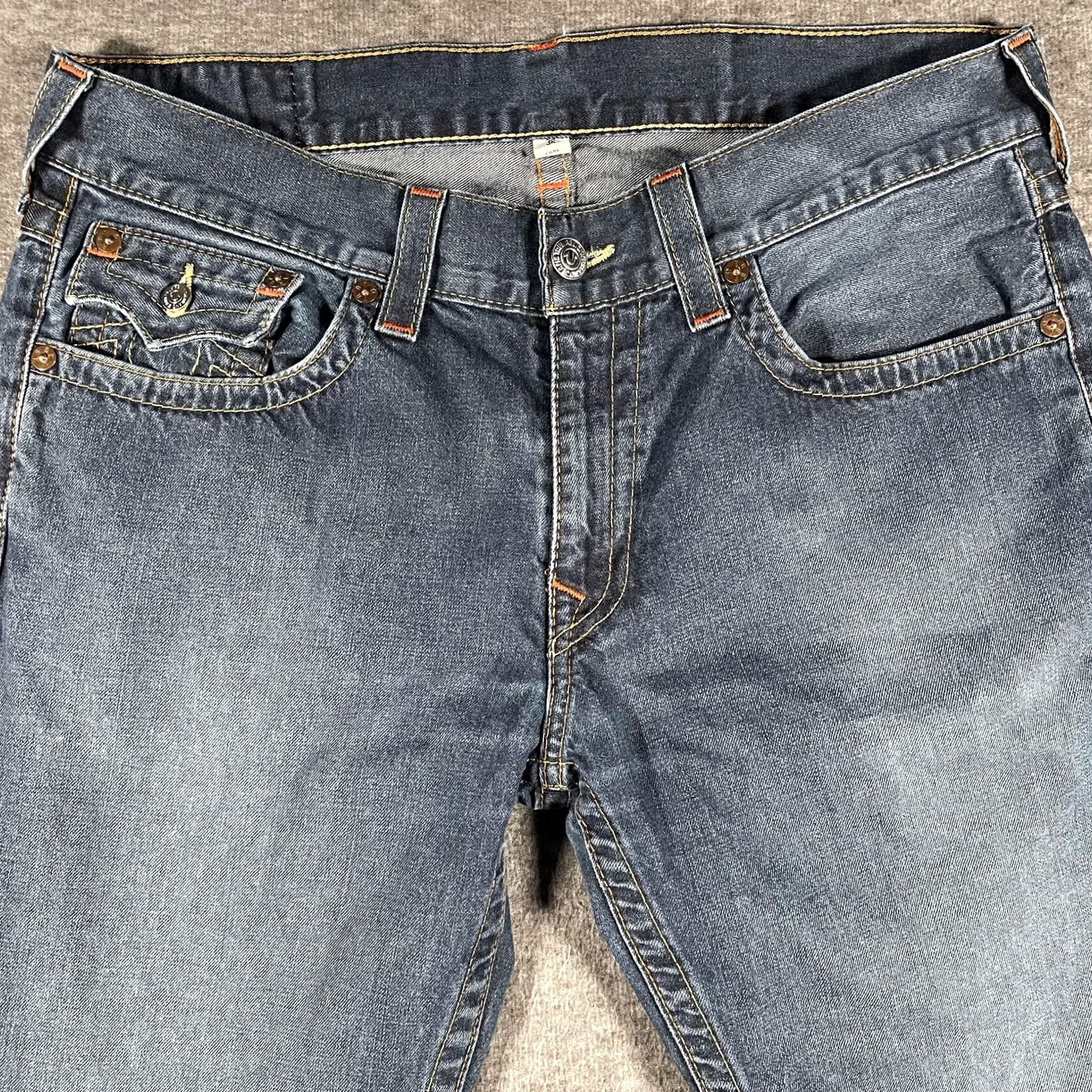 True Religion True Religion Jeans Mens 37x33 Blue Skinny W/Flap Slim Fit Medium Wash Denim Jeans Mens 37 in Blue Skinny W/Flap Size US 36 / EU 52 - 2 Thumbnail