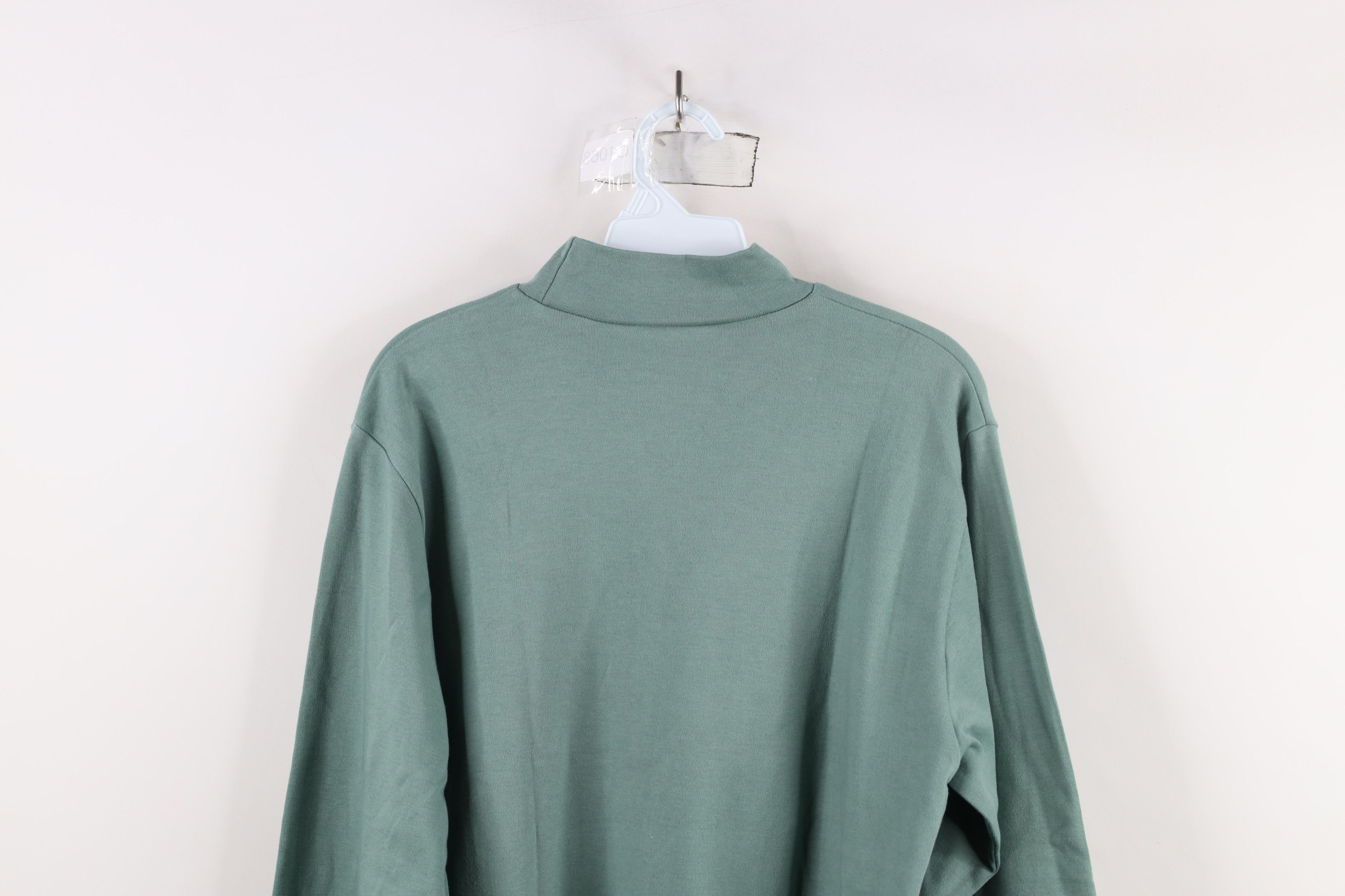 Vintage × Woolrich Woolen Mills Vintage 90s Woolrich Blank Mock Neck T-Shirt Green Cotton Size M / US 6-8 / IT 42-44 - 12 Thumbnail