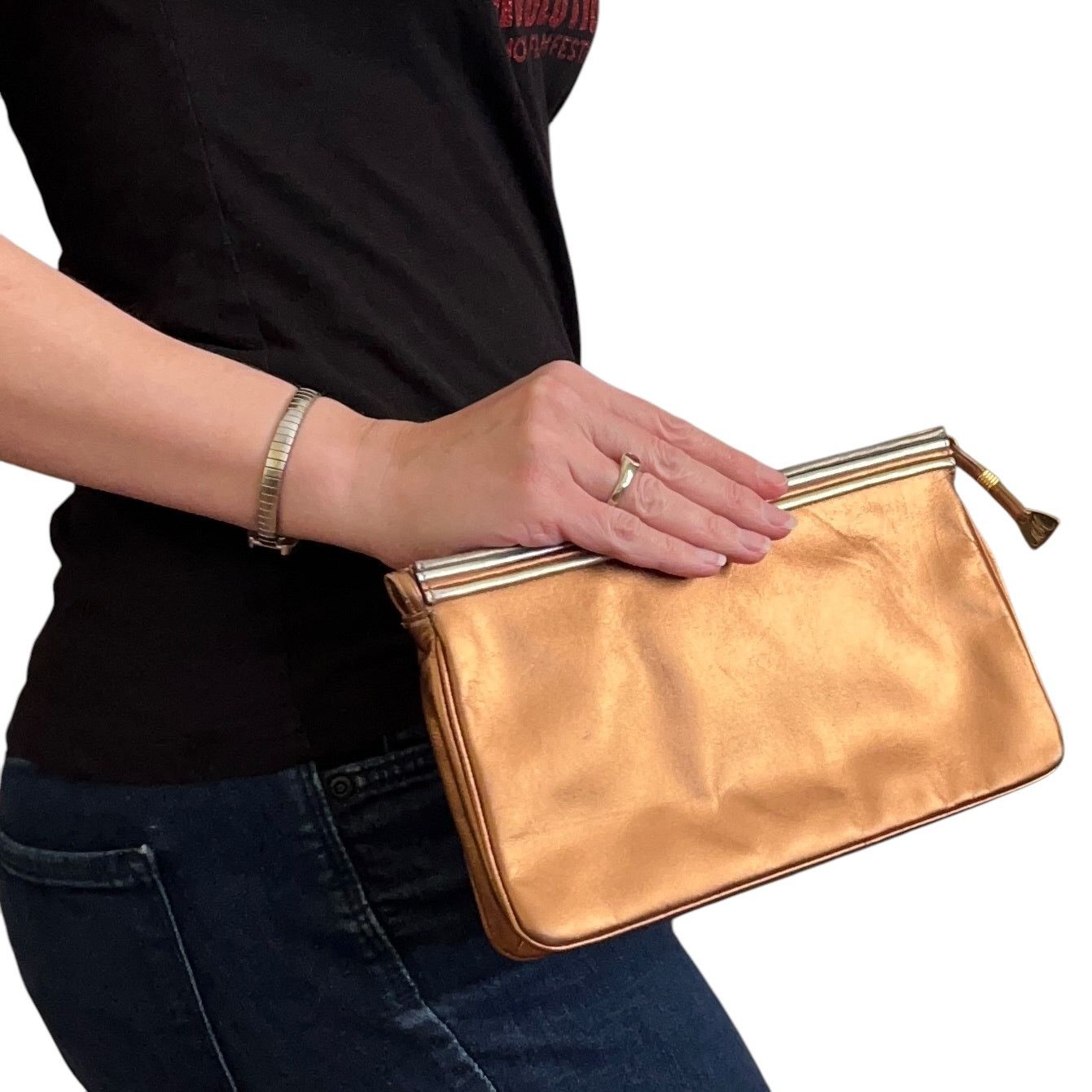 Bergdorf Goodman Morris Moskowitz Bergdorf Goodman Metallic Leather Clutch Size ONE SIZE - 8 Thumbnail