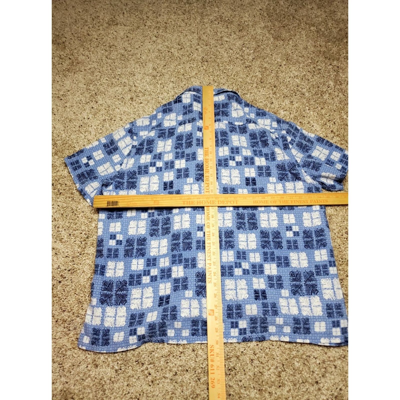 Nat Nast Nat Nast Shirt XL Mens Blue Silk Blend Geometric Tribal Short Sleeve Button Up Size US XL / EU 56 / 4 - 7 Thumbnail