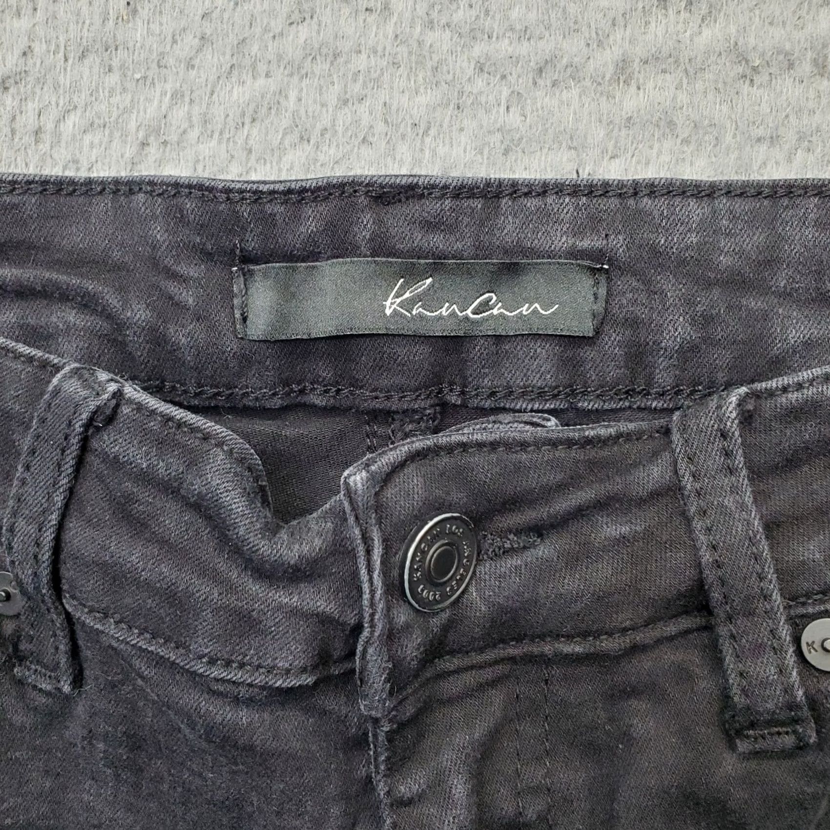 Vintage KanCan Skinny Jeans Women Size 28 Black Dark Wash 5-Pocket Design Distressed Denim Casual Womens Jeans Size 28" / US 6 / IT 42 - 3 Thumbnail