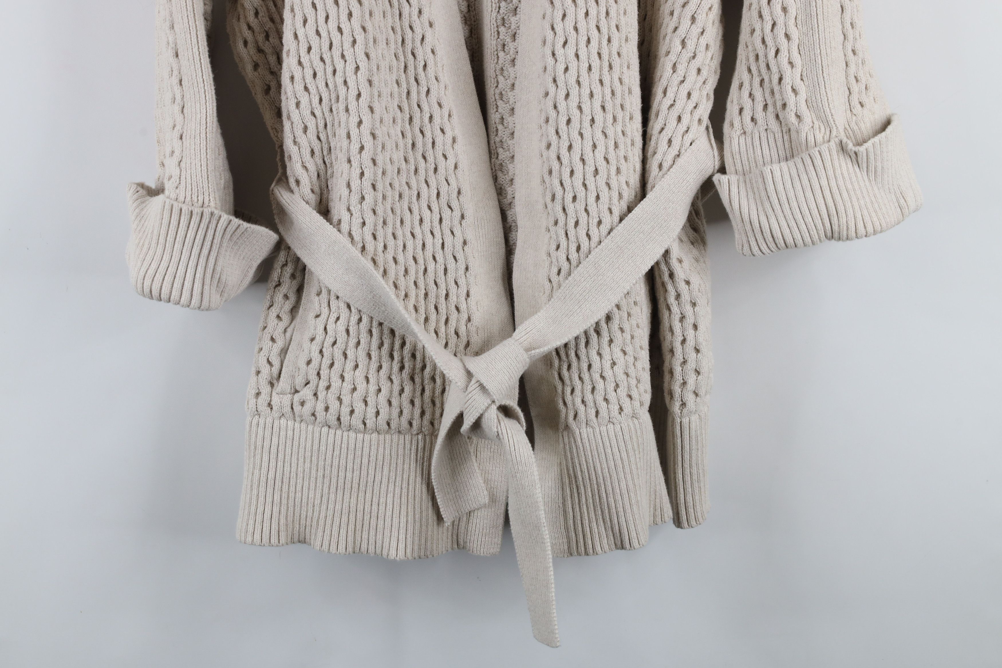 Lands' End × Vintage Vintage Lands End Heavyweight Knit Cardigan Sweater Beige Size L / US 10 / IT 46 - 3 Thumbnail
