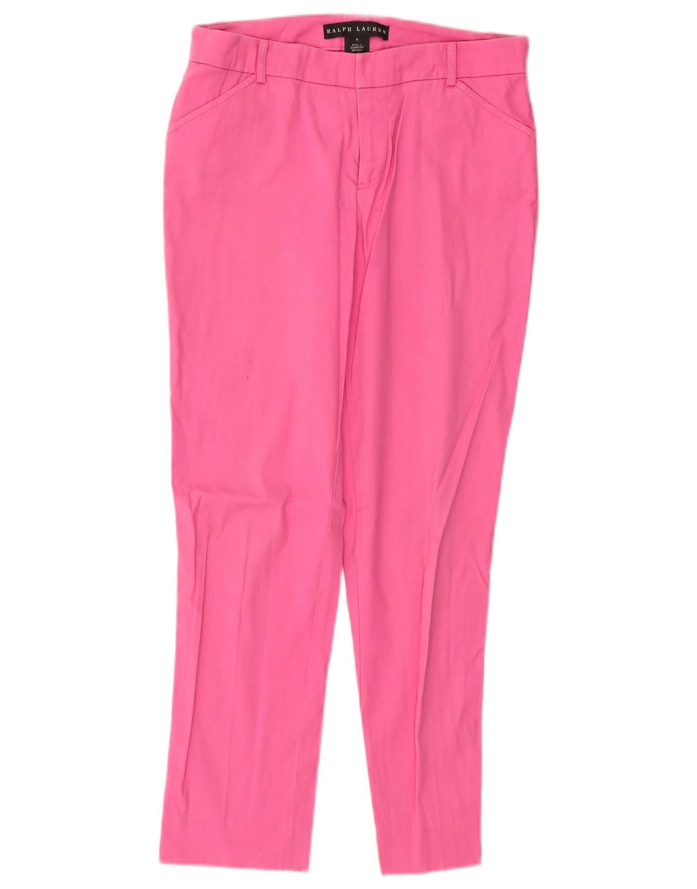 Ralph Lauren Womens Slim Cropped Trousers US 4 Small W28 L26 Pink Cotton Size 25" / US 0 / IT 36 - 1 Thumbnail