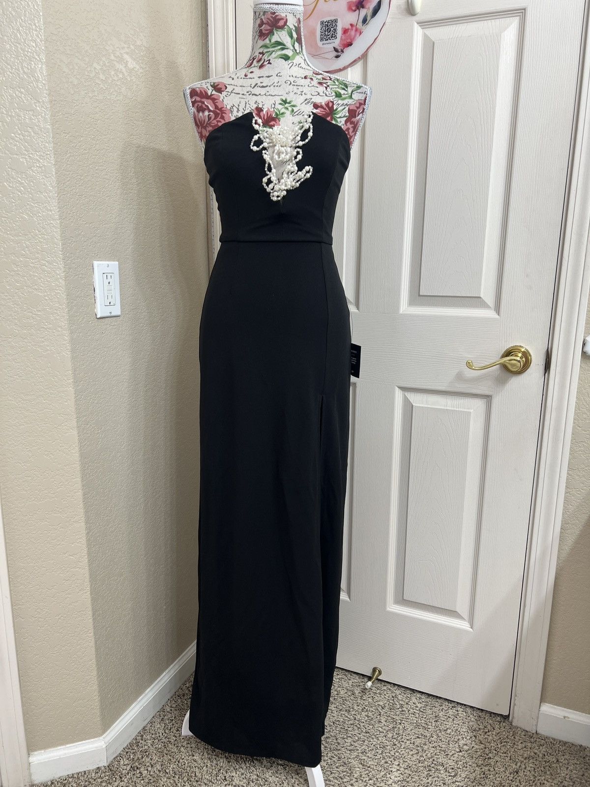 Lulus Striking Aura Black Pearl Strapless Mermaid Maxi Dress Size XS / US 0-2 / IT 36-38 - 2 Thumbnail