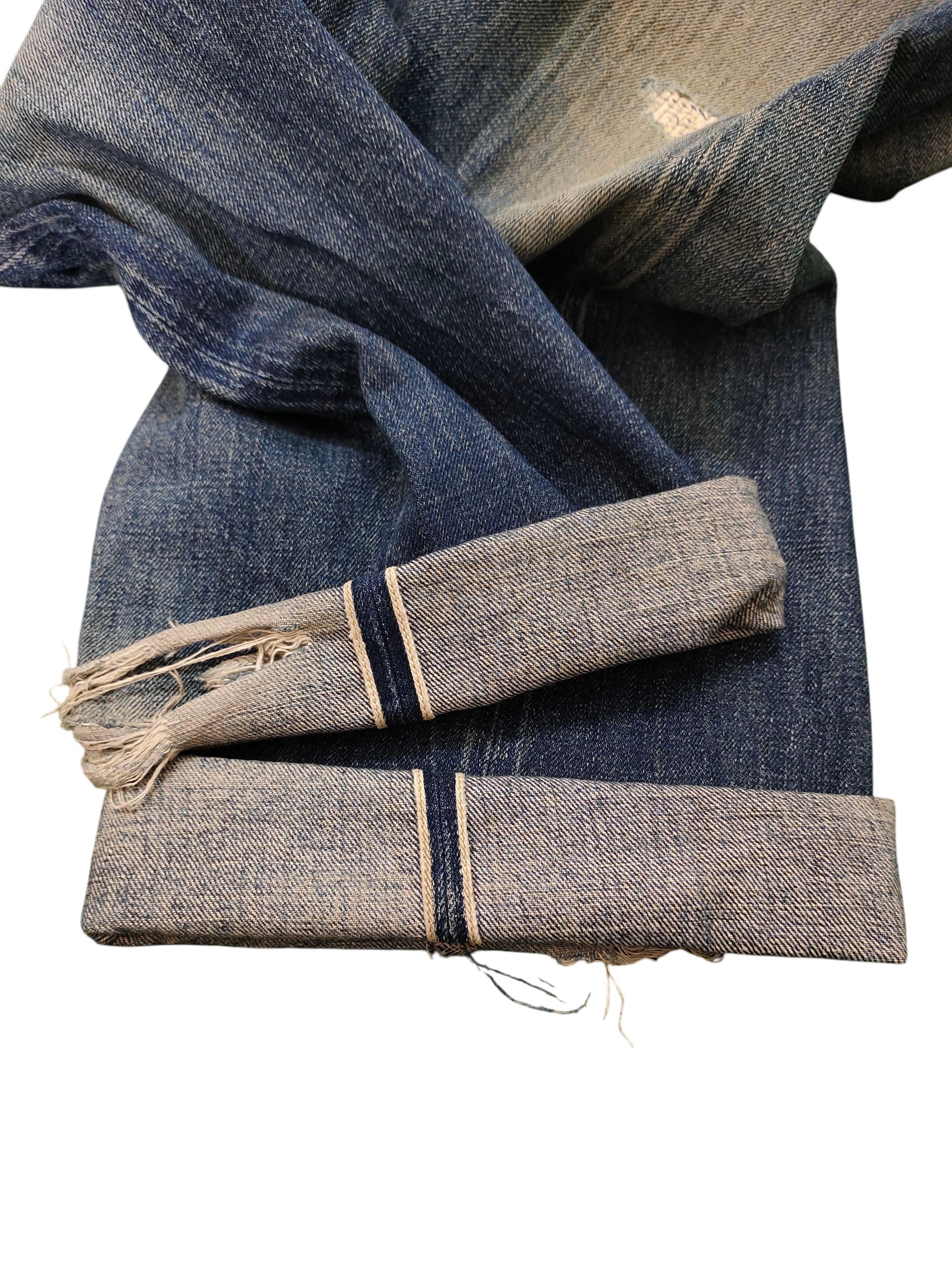 Denime Vintage 90s Denime Selvedge Rusty Clawmark Distress Jeans Size US 30 / EU 46 - 13 Thumbnail