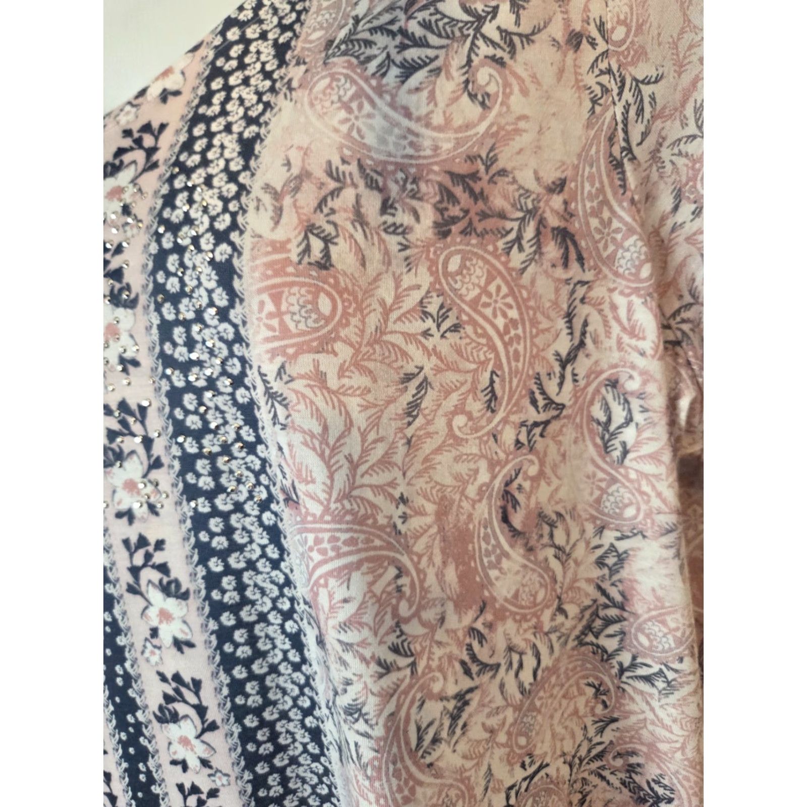 Avenue Avenue Floral Paisley Print Studded Lightweight Casual Top 18/20 Multicolor Bohemian Hippie Blouse Womens Size XXL / US 16-18 / IT 52-54 - 5 Thumbnail