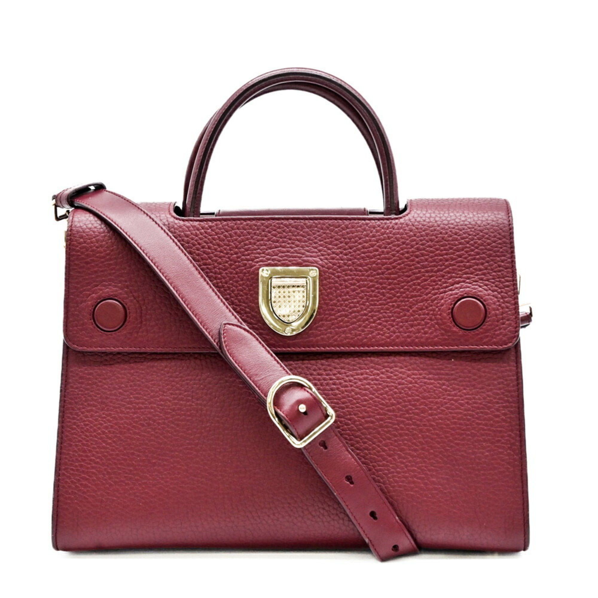 Christian Dior Diorever Ever Shoulder Bag Leather Handbag Bordeaux, Women's