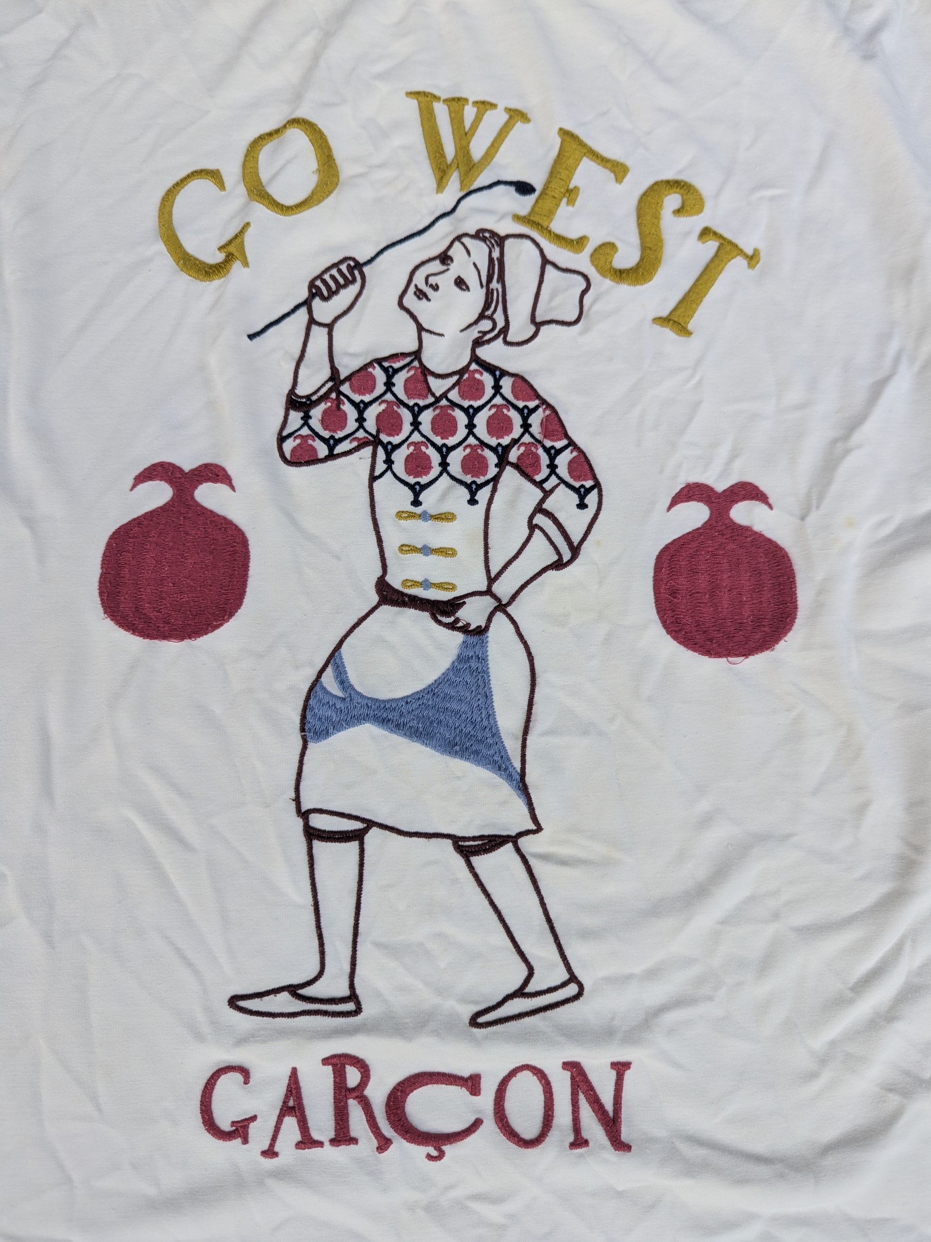 Japanese Brand Vintage 1990s Garcon Go West Embroidered T Shirt Size US M / EU 48-50 / 2 - 4 Thumbnail
