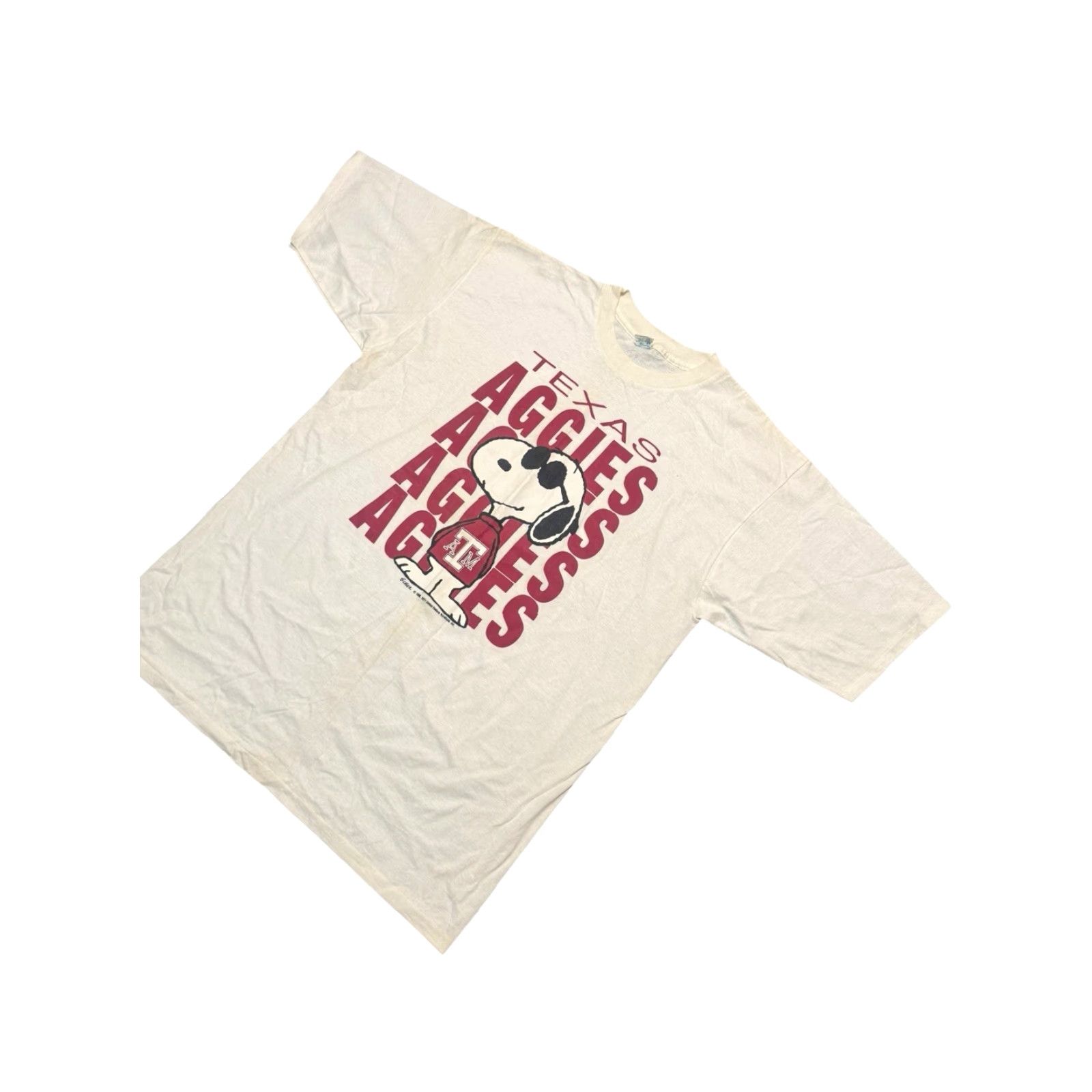 Vintage VINTAGE Texas A&M SNOOPY All Over Print T-Shirt 90s Single Stitch XL White Men | Graphic Print Crew Neck Short Sleeve Cartoon Peanuts Aggies AOP Shirt Size US XL / EU 56 / 4 - 4 Thumbnail